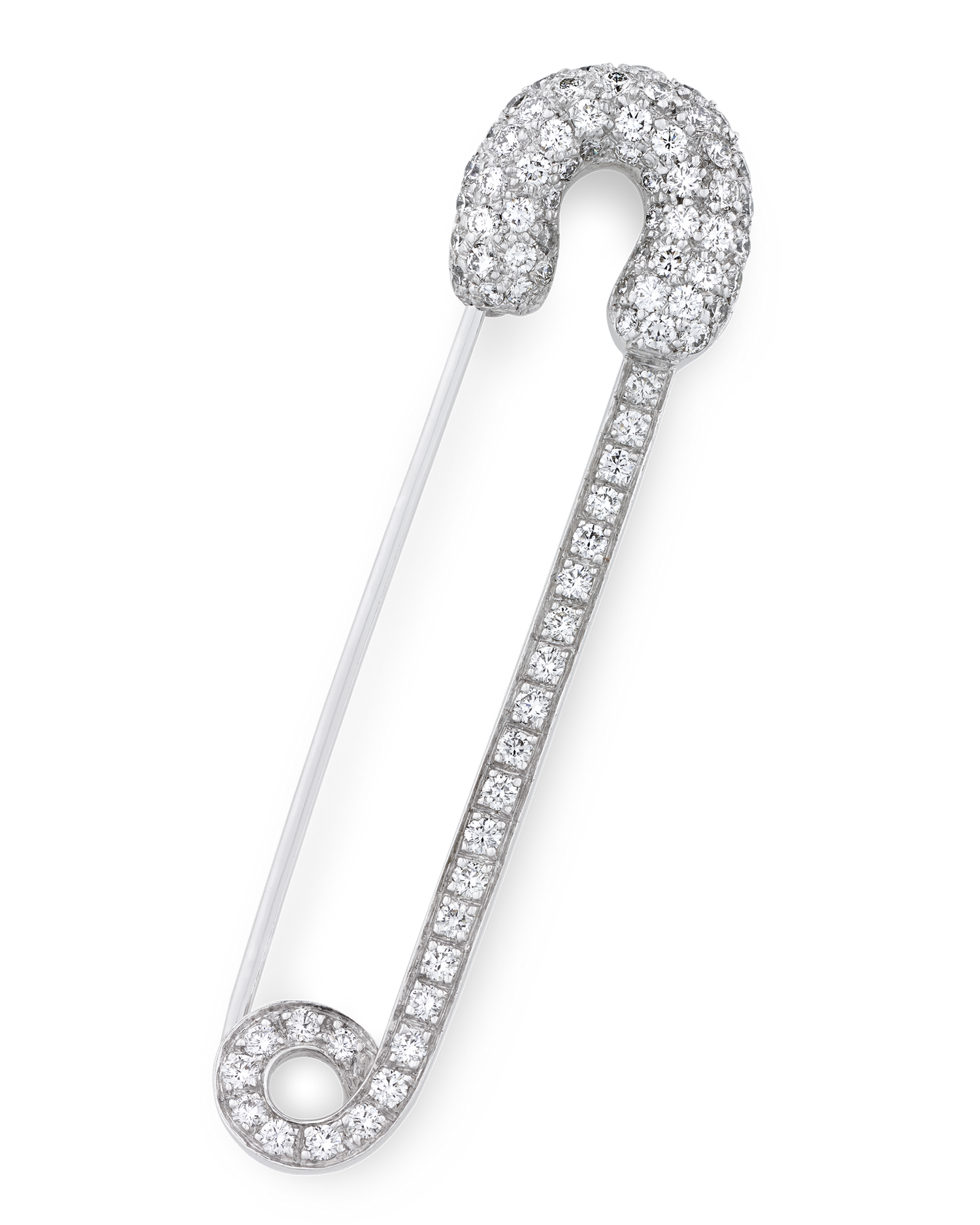 Diamond Safety Pin Brooch, 2.08 Carats