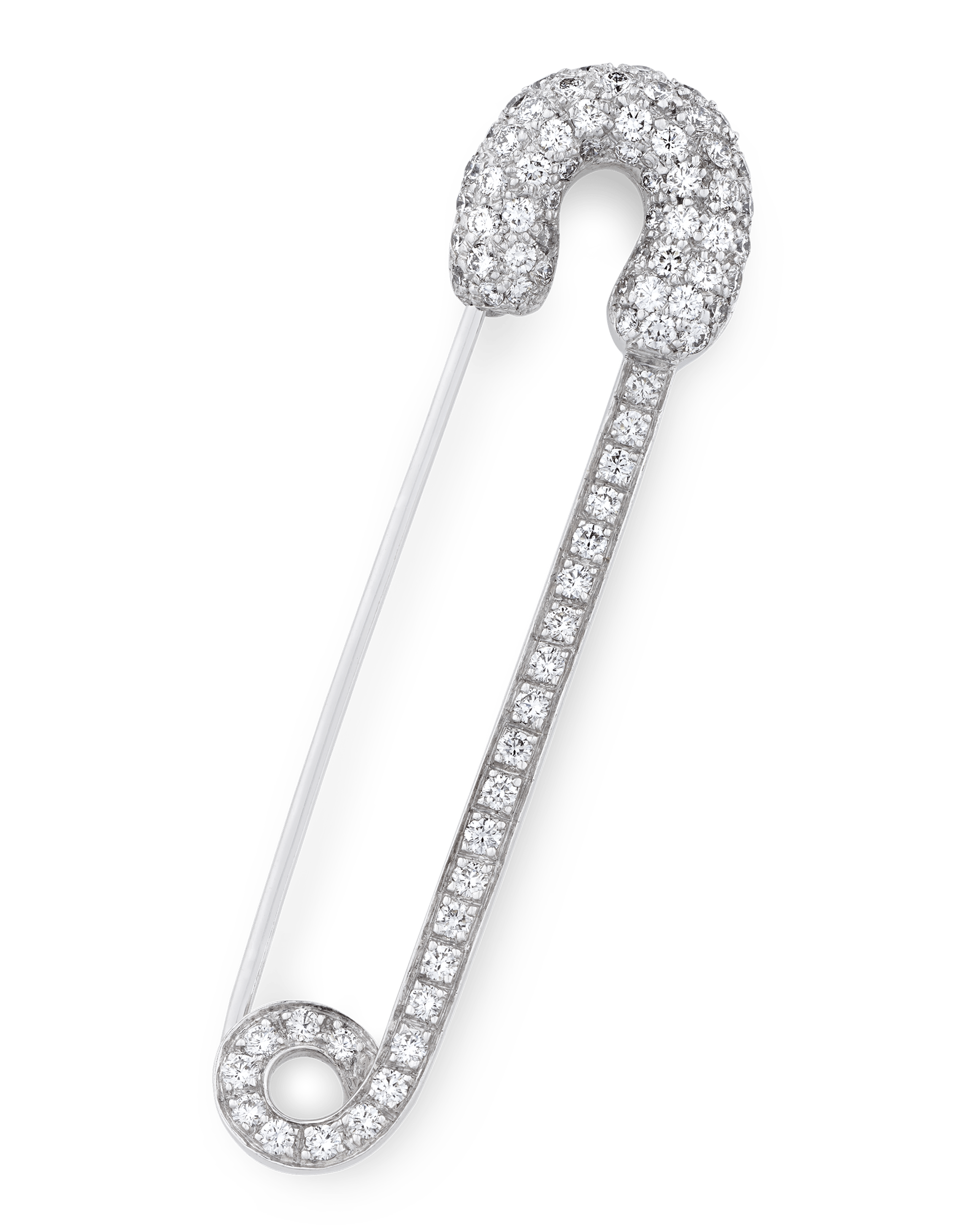 Diamond Safety Pin Brooch, 2.08 Carats