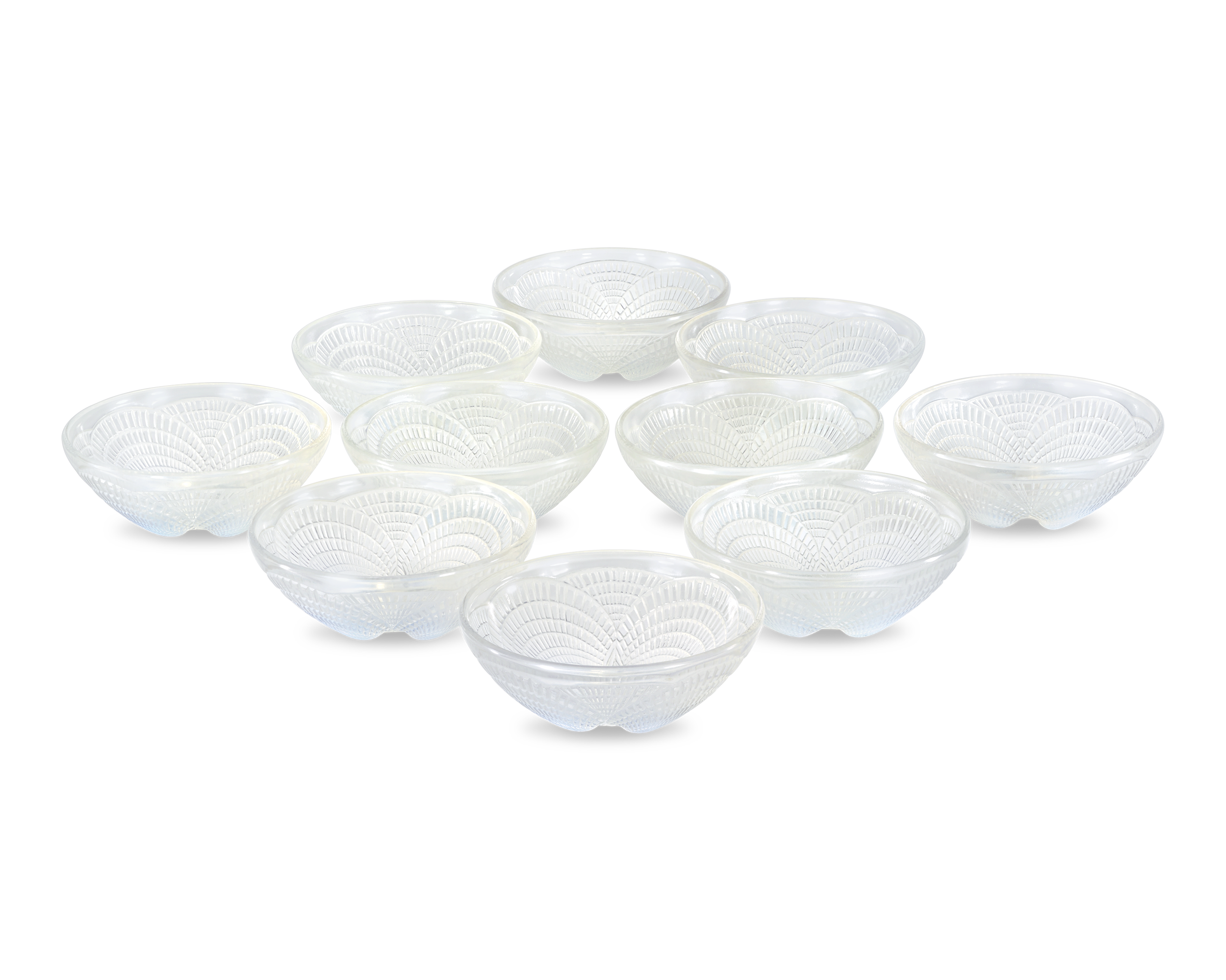 René Lalique Coquilles Glass Bowls, Set of Ten