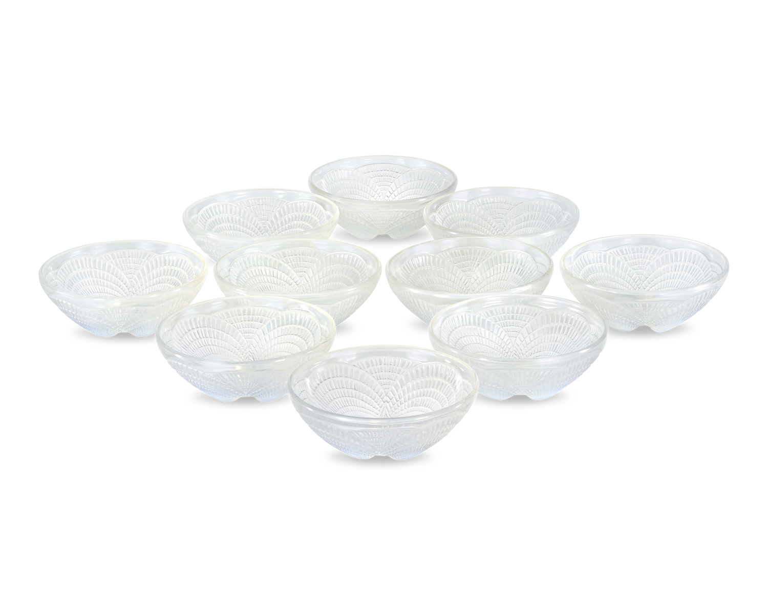 René Lalique Coquilles Glass Bowls, Set of Ten