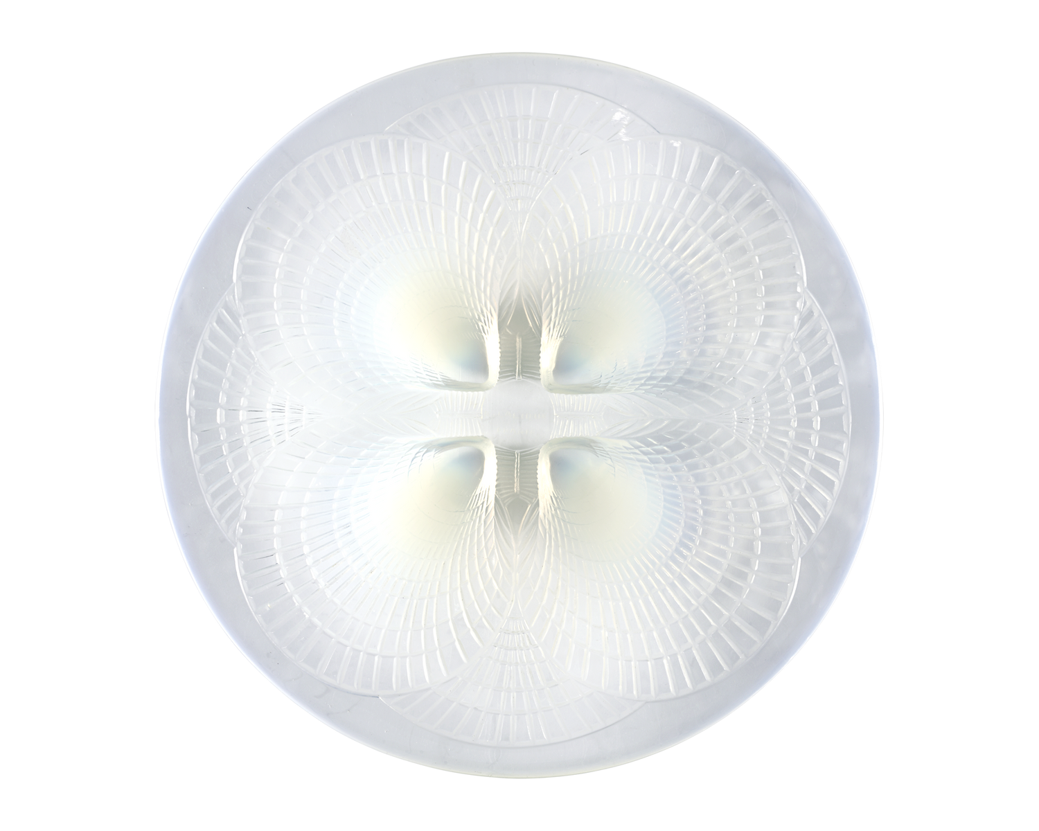 René Lalique Opalescent Glass Dish with Large Coquilles Pattern