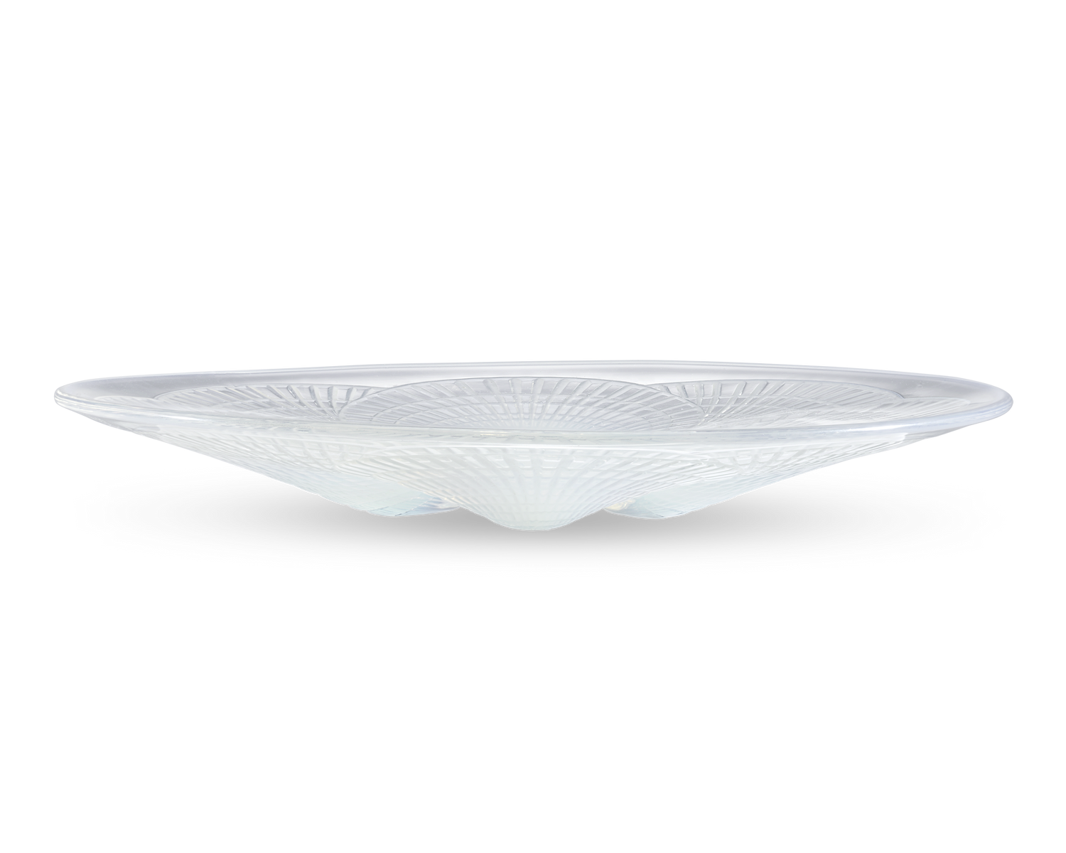 René Lalique Opalescent Glass Dish with Large Coquilles Pattern