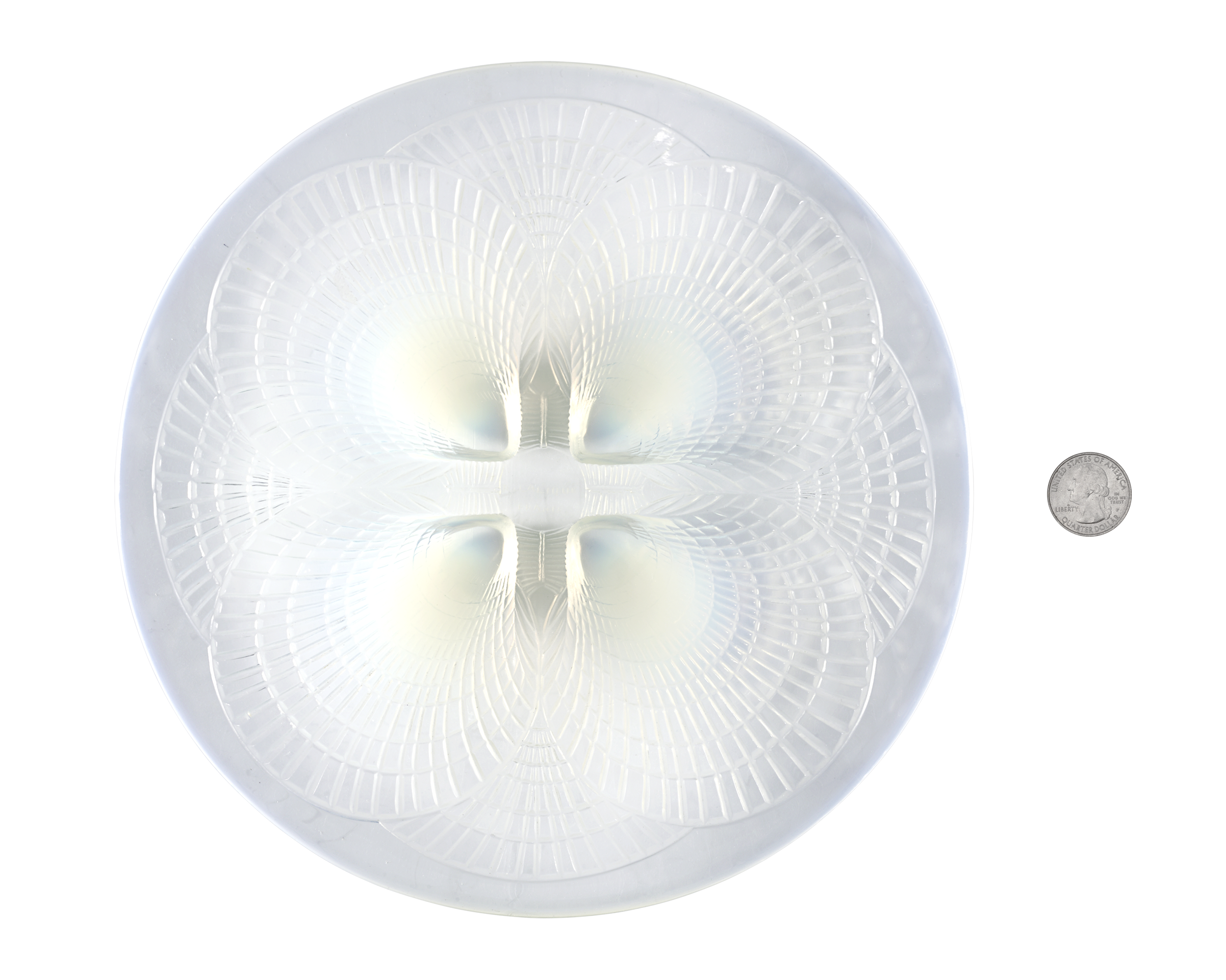 René Lalique Opalescent Glass Dish with Large Coquilles Pattern