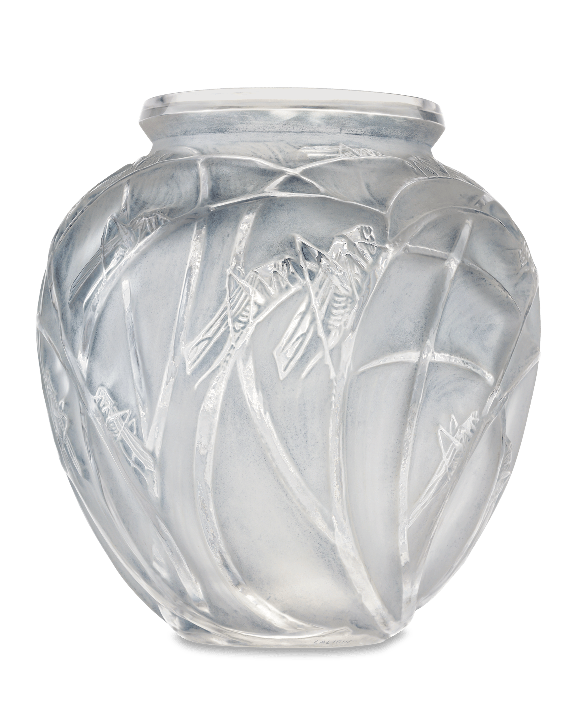 René Lalique Sauterelles Frosted Glass Vase
