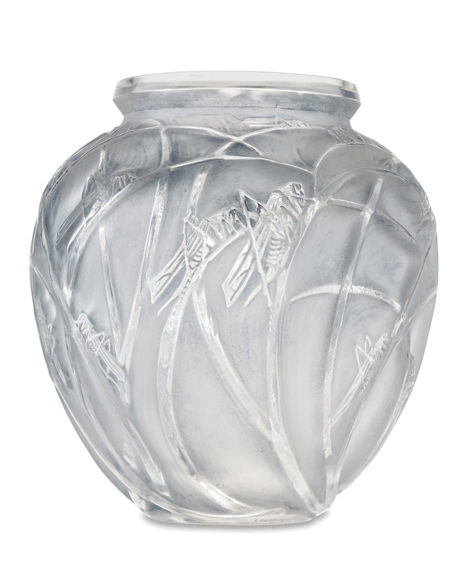 René Lalique Sauterelles Frosted Glass Vase
