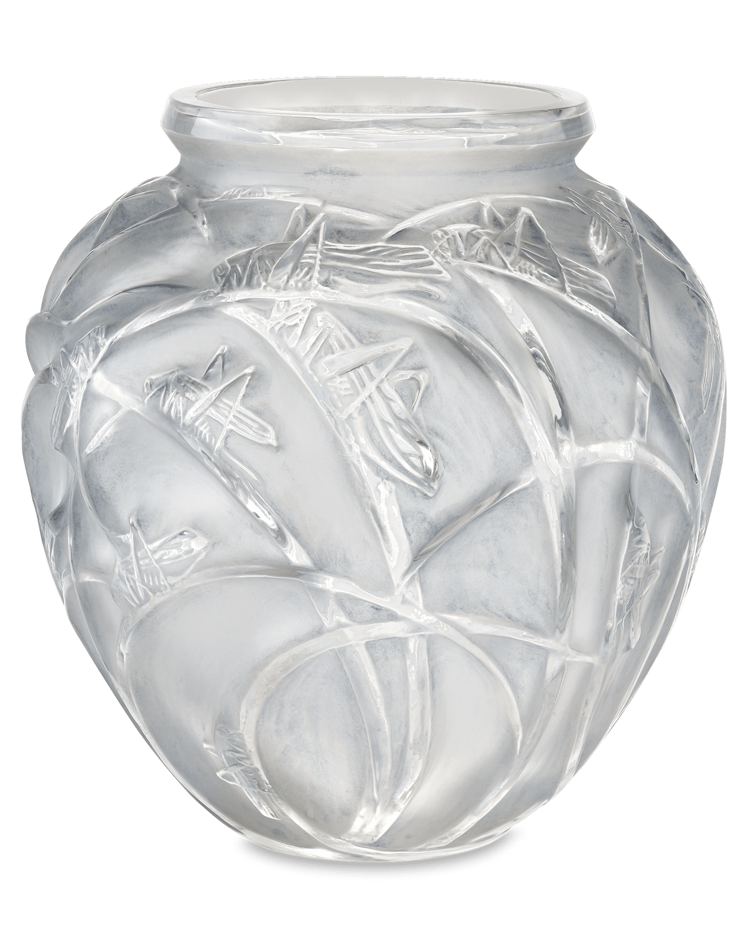 René Lalique Sauterelles Frosted Glass Vase
