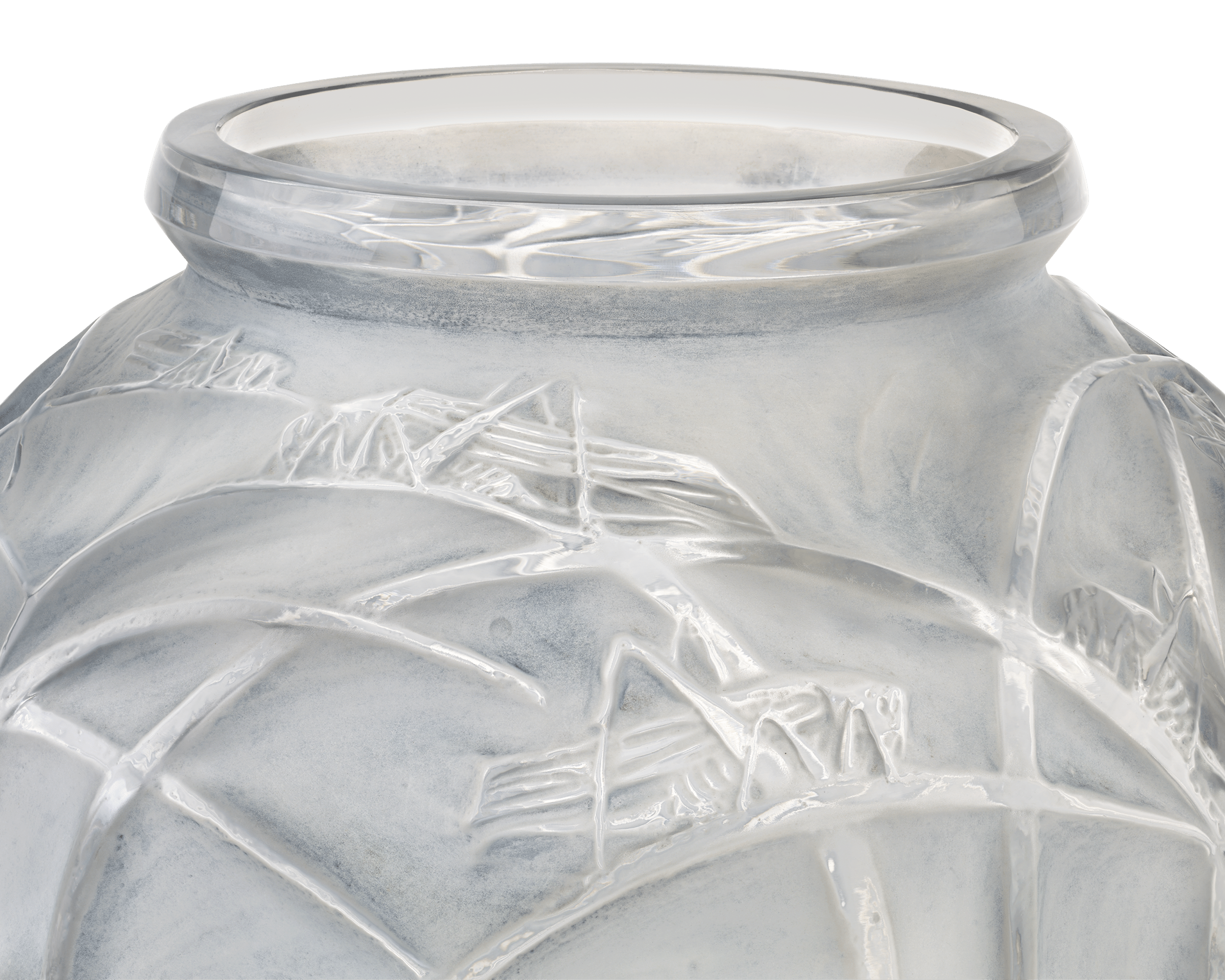 René Lalique Sauterelles Frosted Glass Vase
