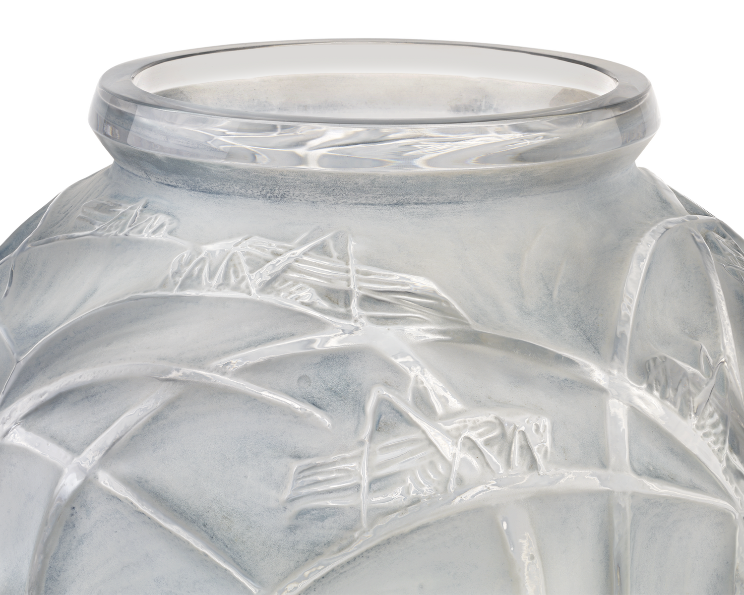 René Lalique Sauterelles Frosted Glass Vase