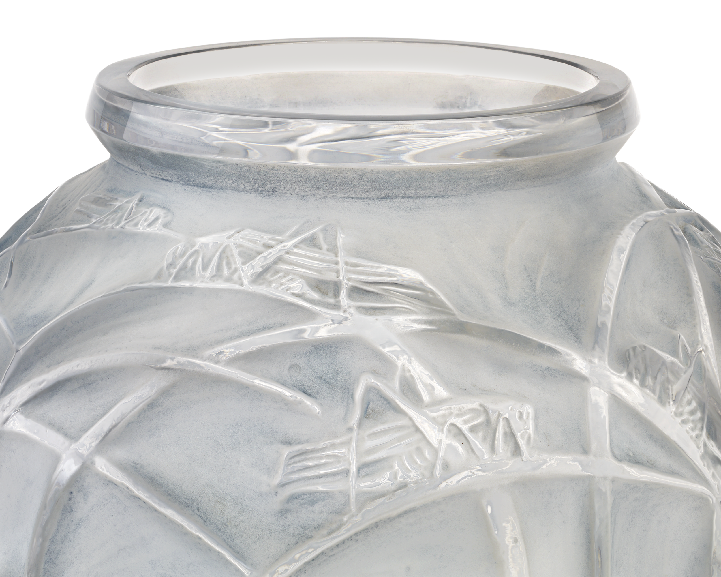 René Lalique Sauterelles Frosted Glass Vase