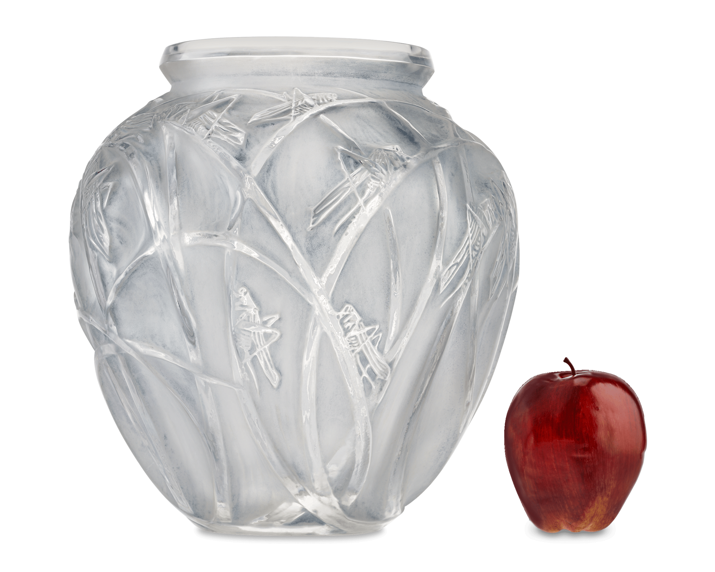 René Lalique Sauterelles Frosted Glass Vase