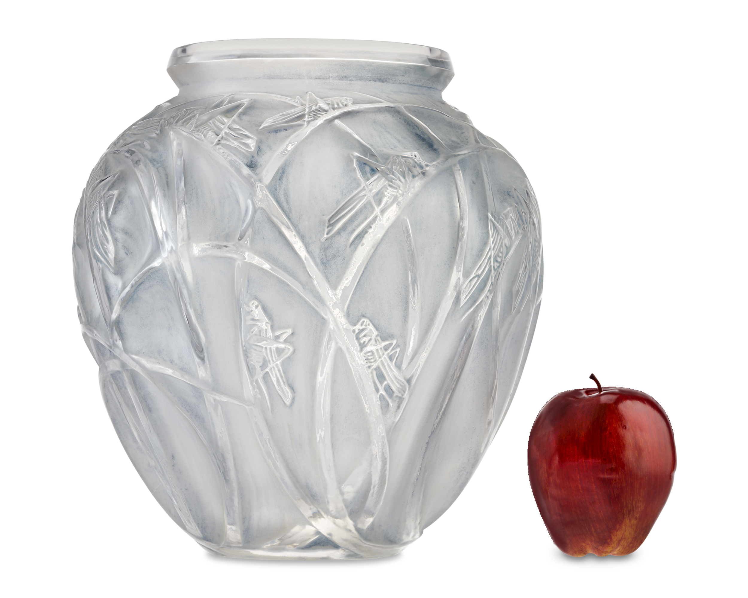 René Lalique Sauterelles Frosted Glass Vase