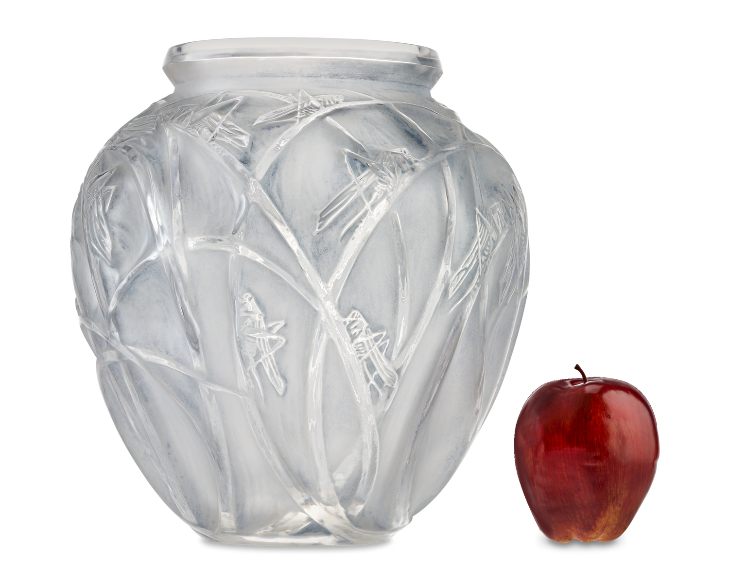 René Lalique Sauterelles Frosted Glass Vase