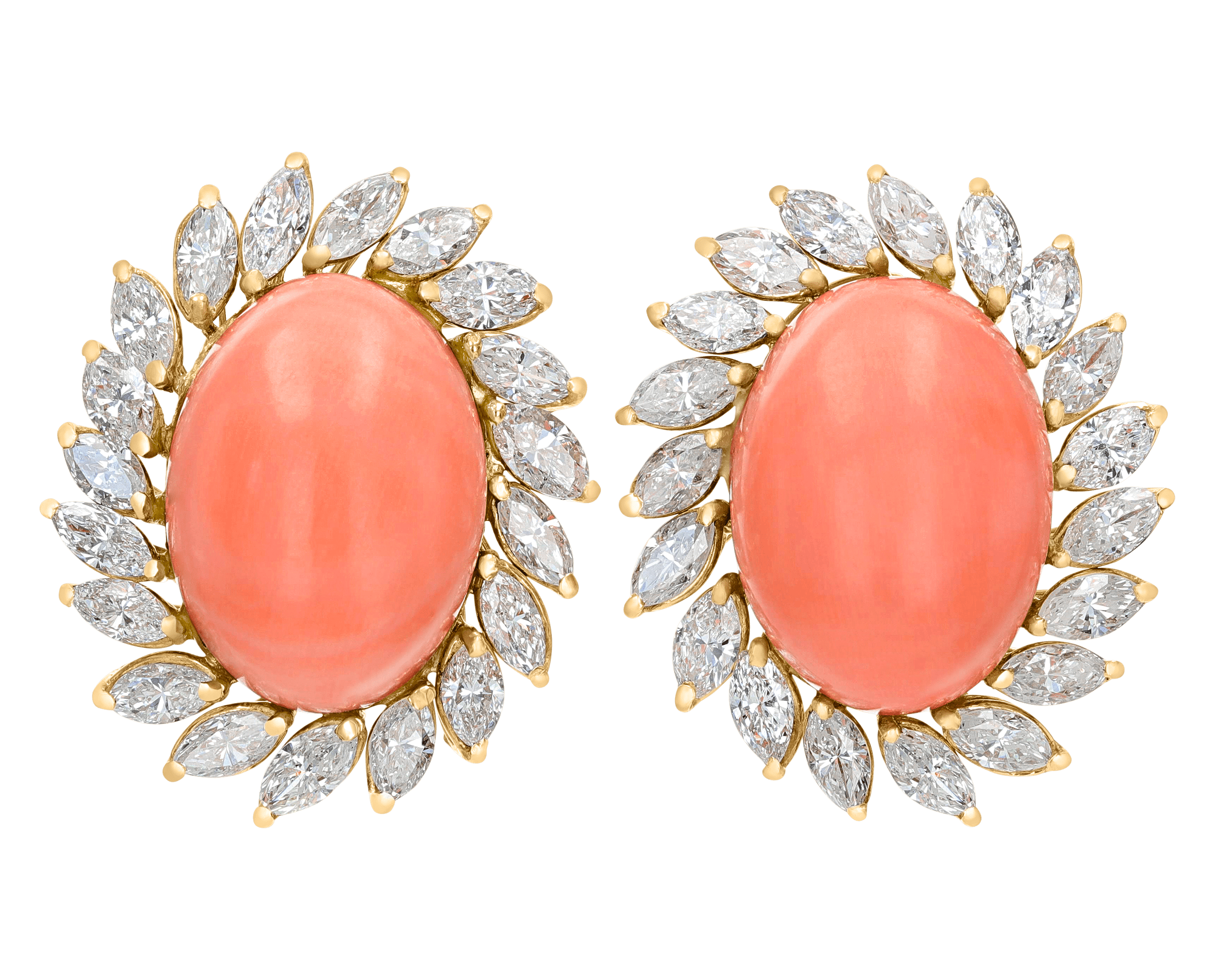 Coral and Diamond Earrings