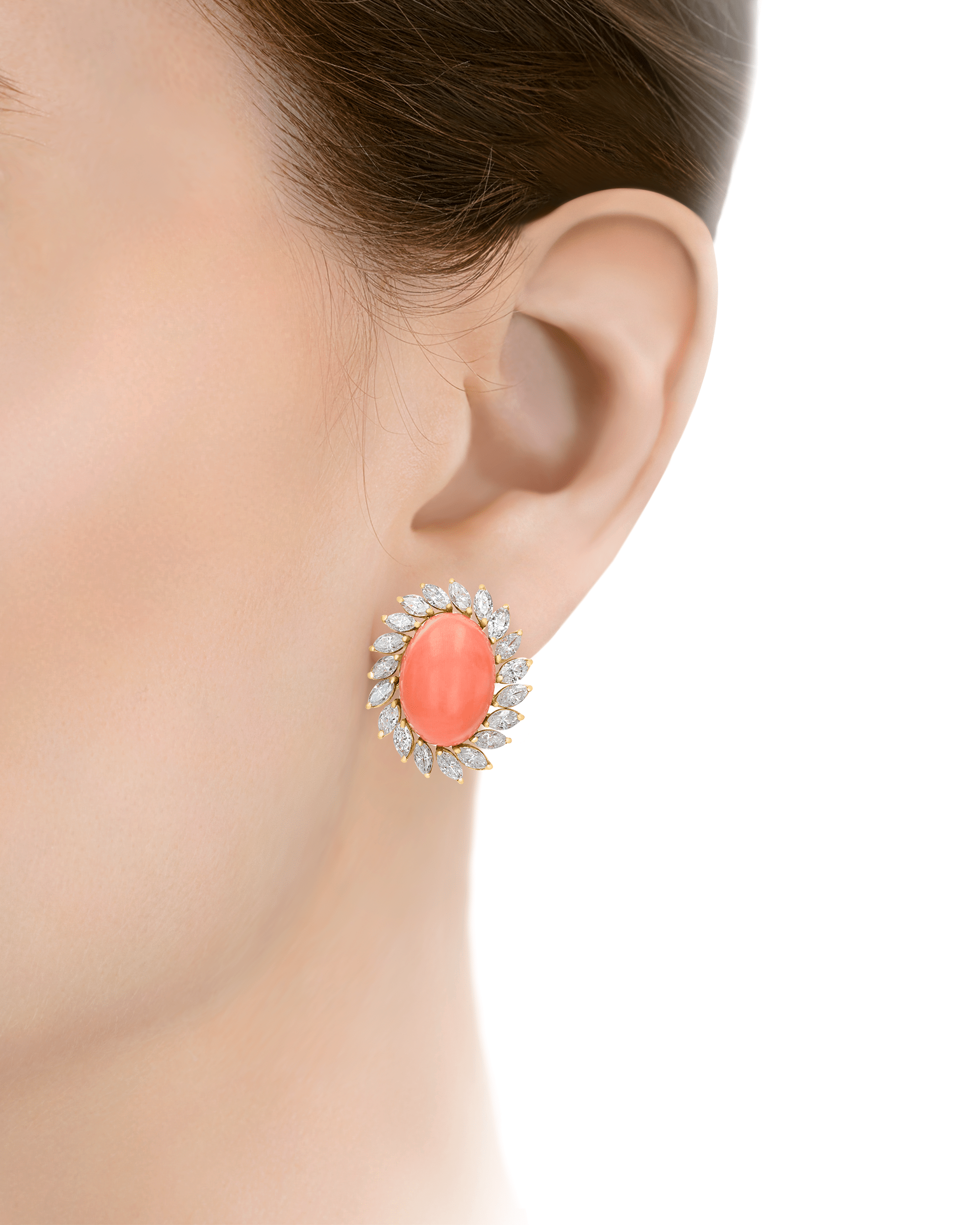 Coral and Diamond Earrings