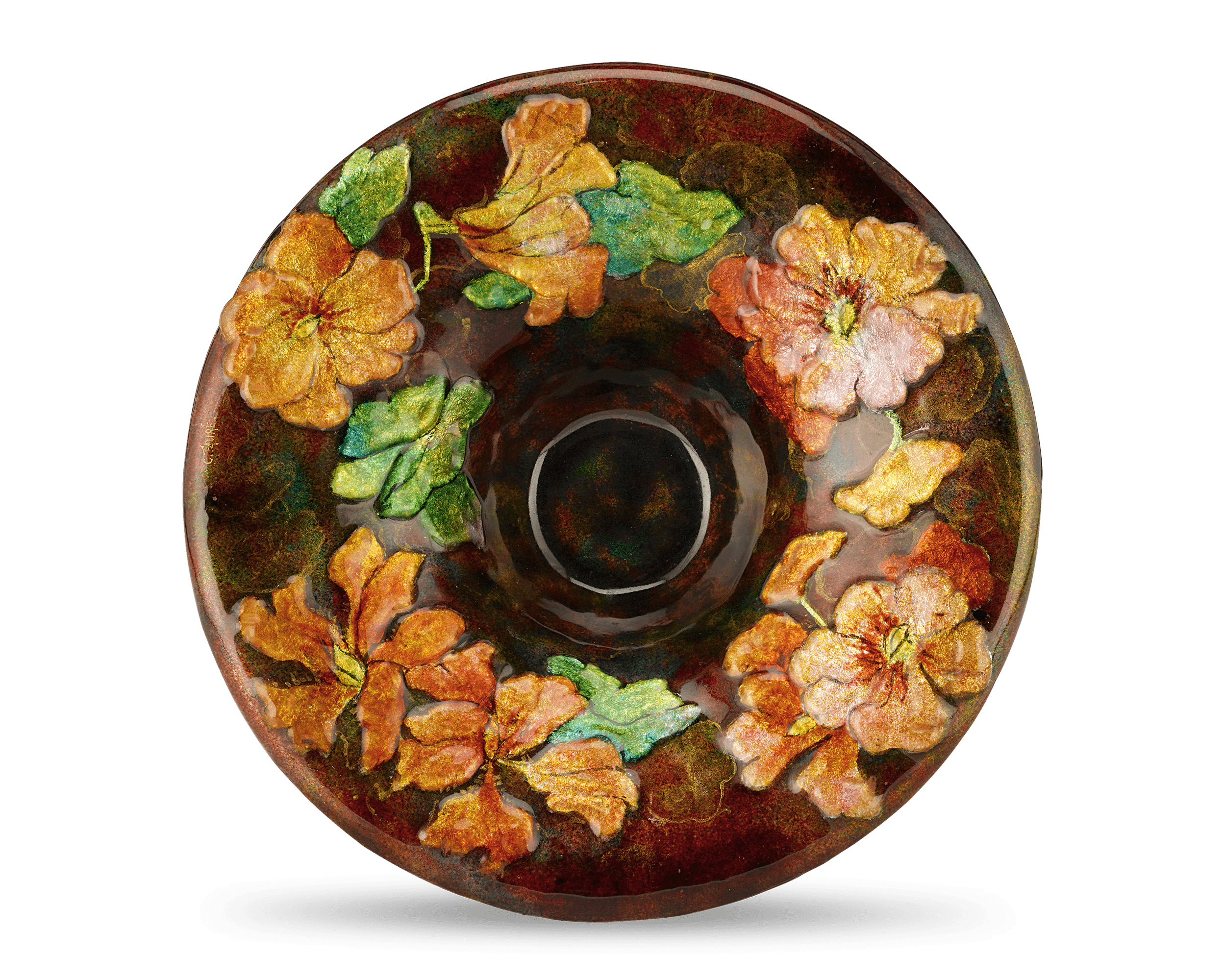 Camille Fauré Enamel Floral Dish