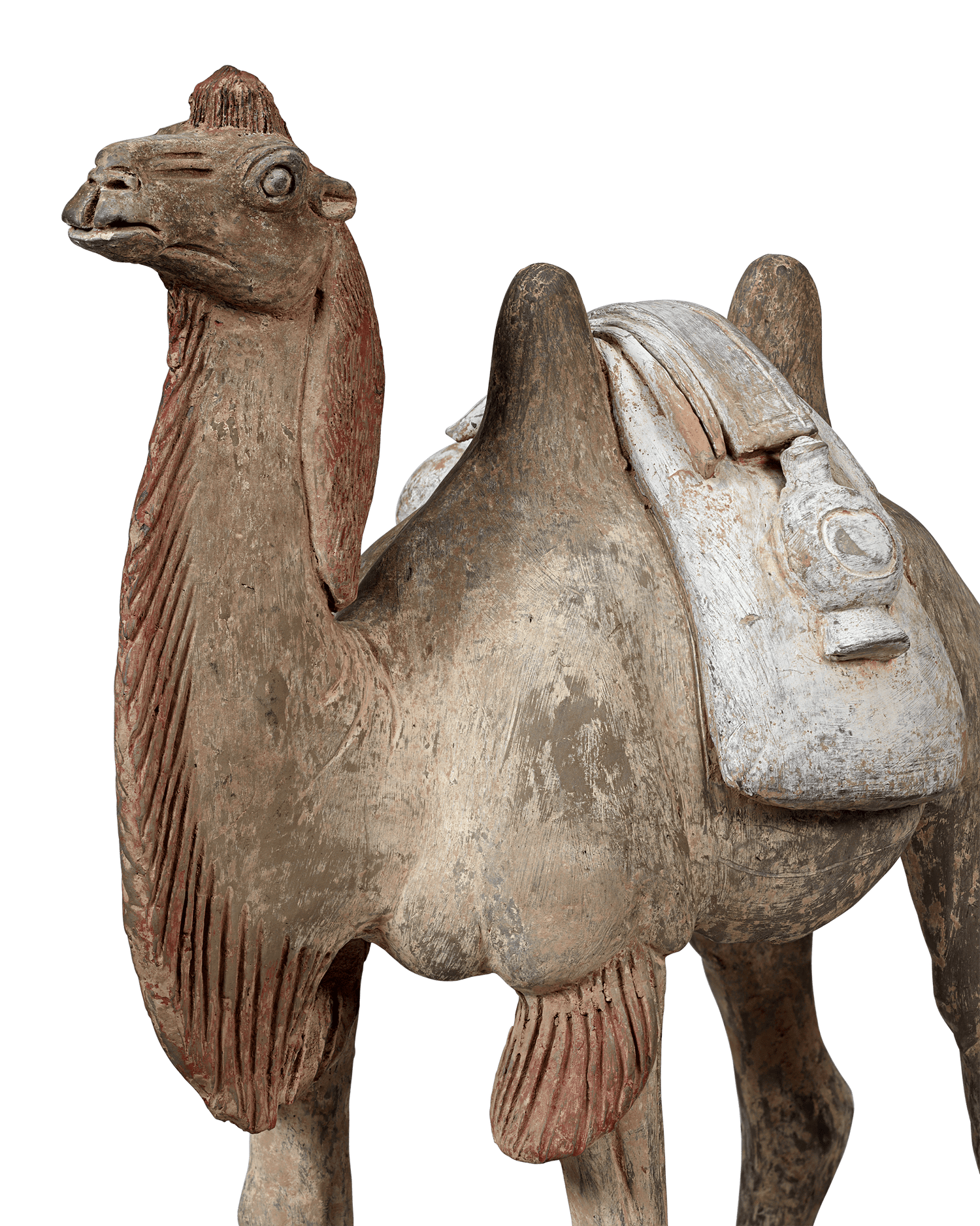 Pair of Tang Dynasty Camels Standing and Sitting