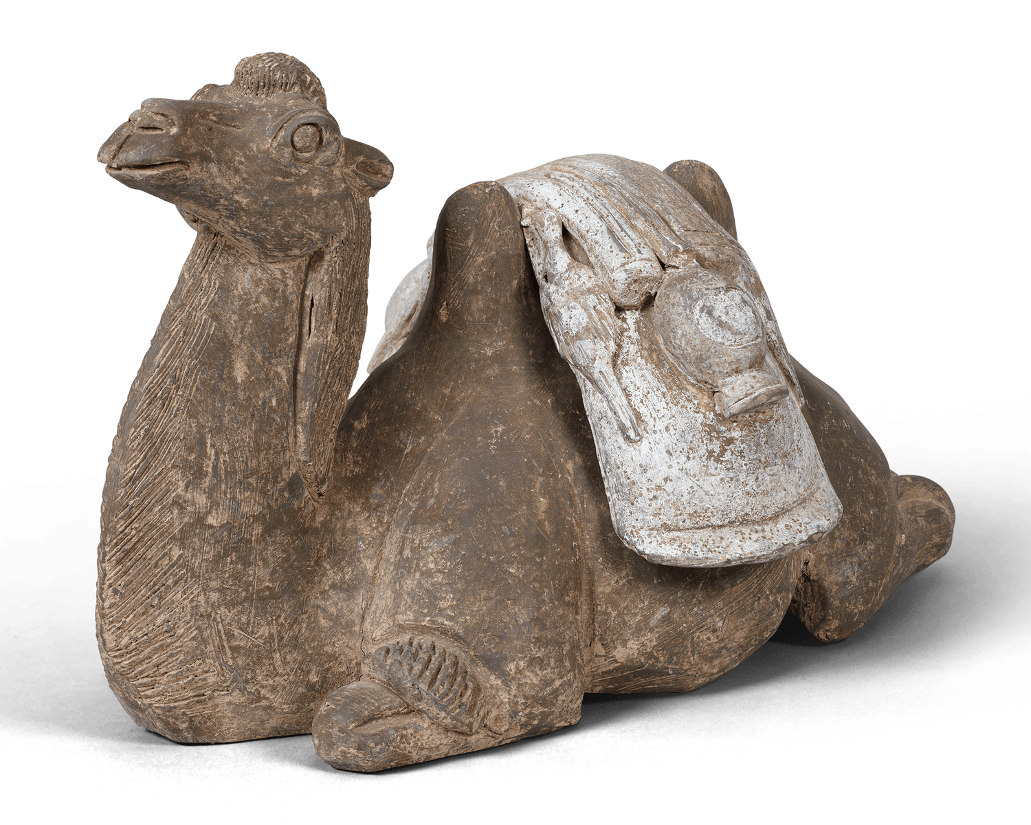 Pair of Tang Dynasty Camels Standing and Sitting