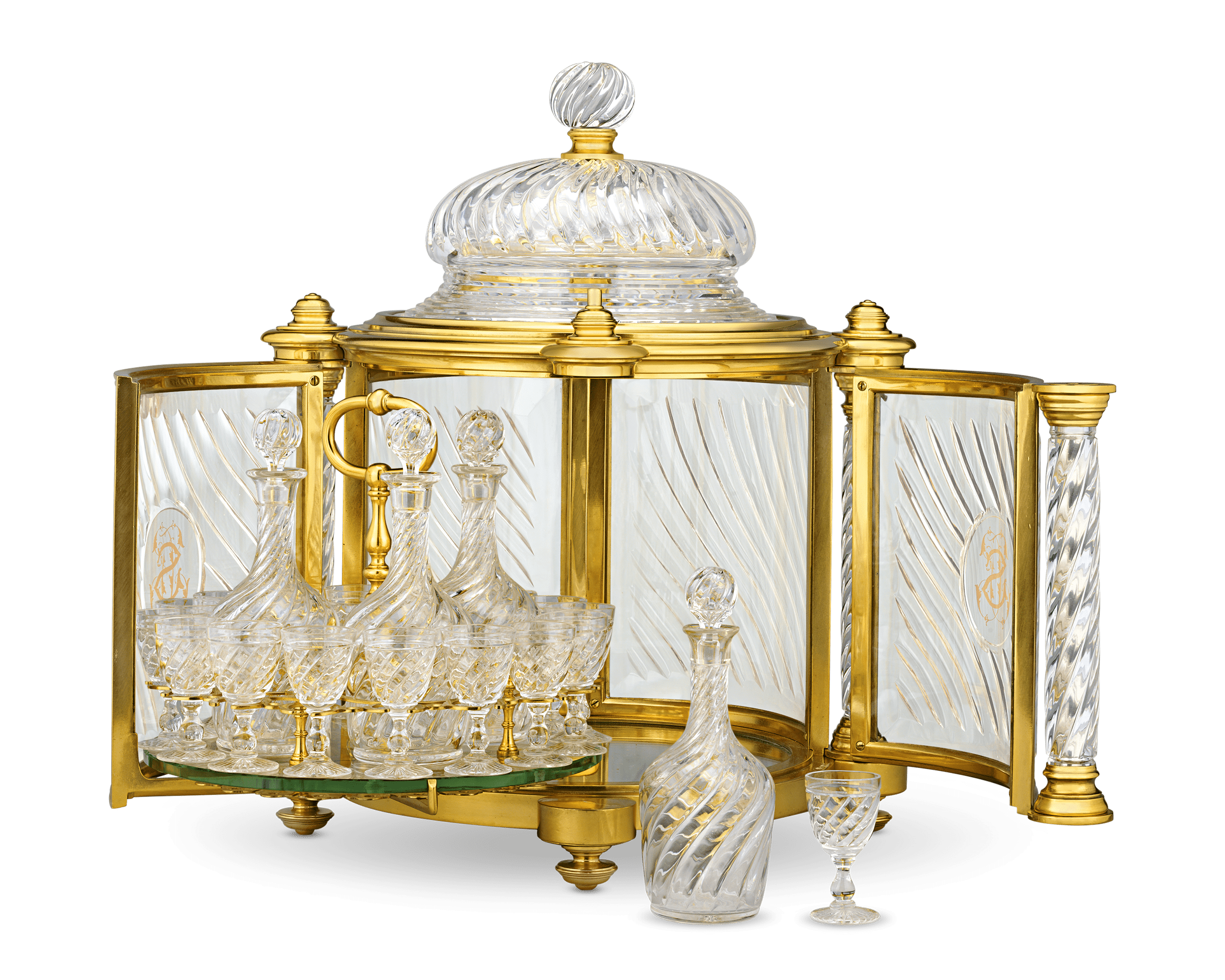 Baccarat Ormolu and Cut Glass Liqueur Casket