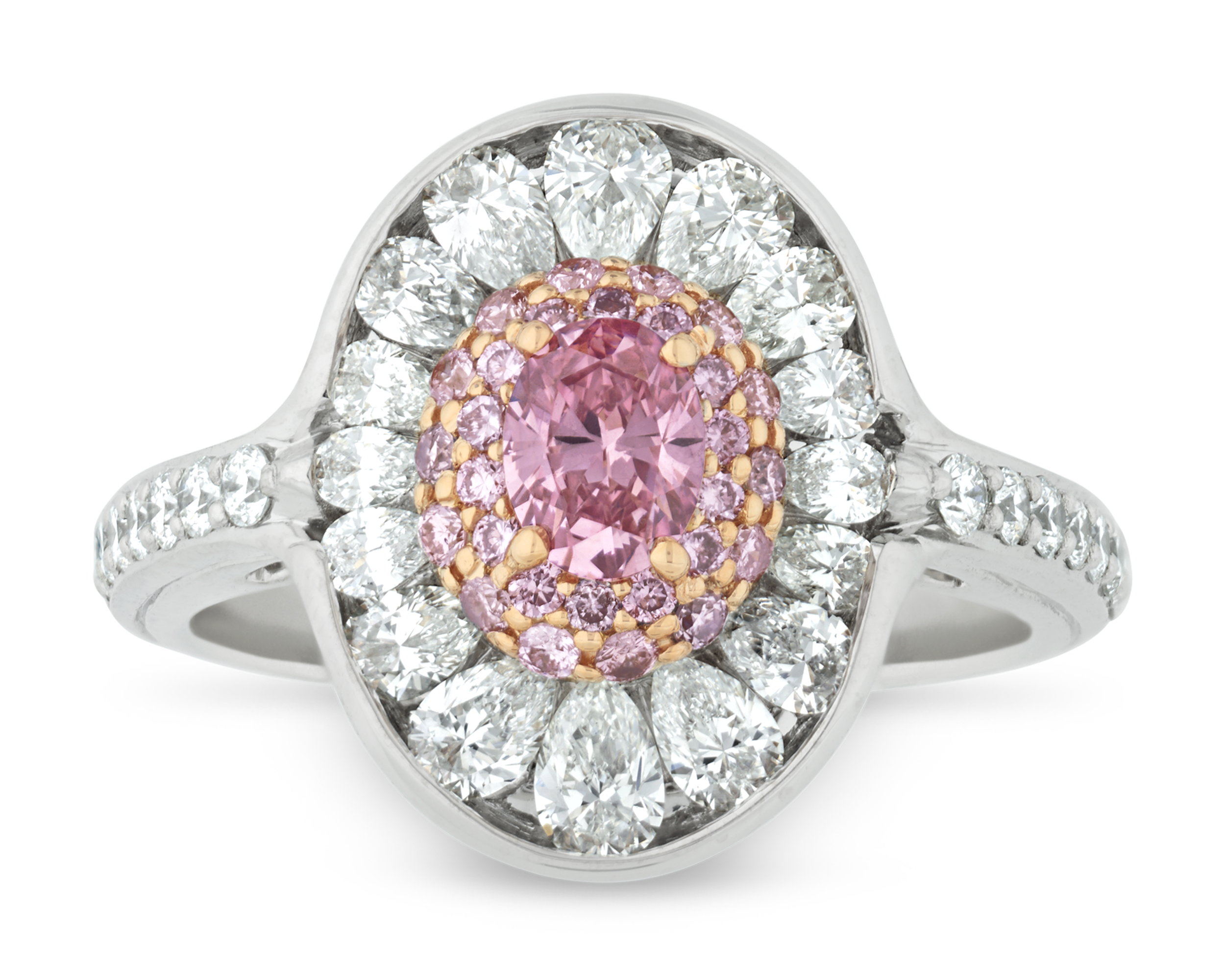 Fancy Vivid Pink and White Diamond Ring