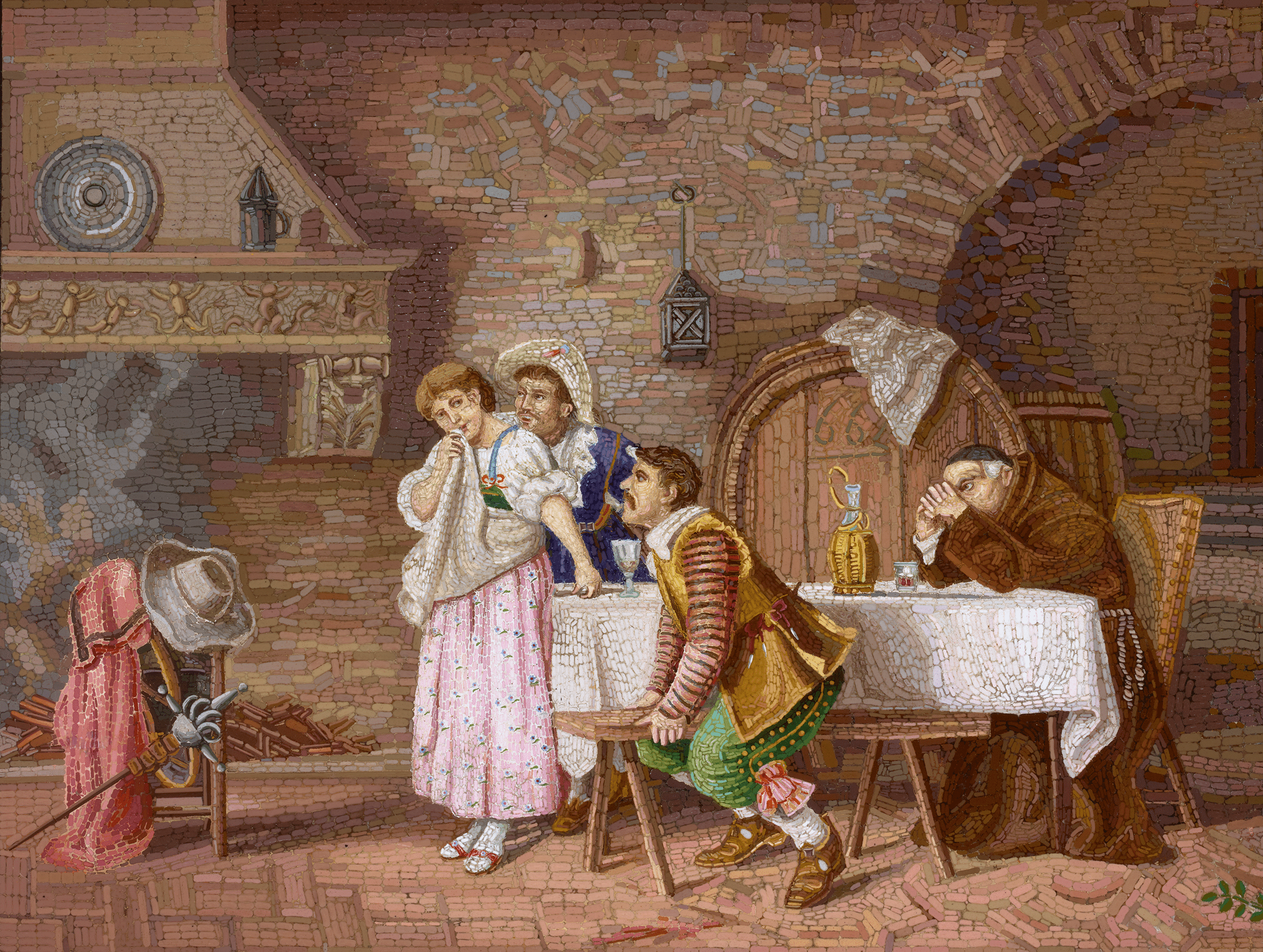 Micromosaic Plaque of Courting Scene