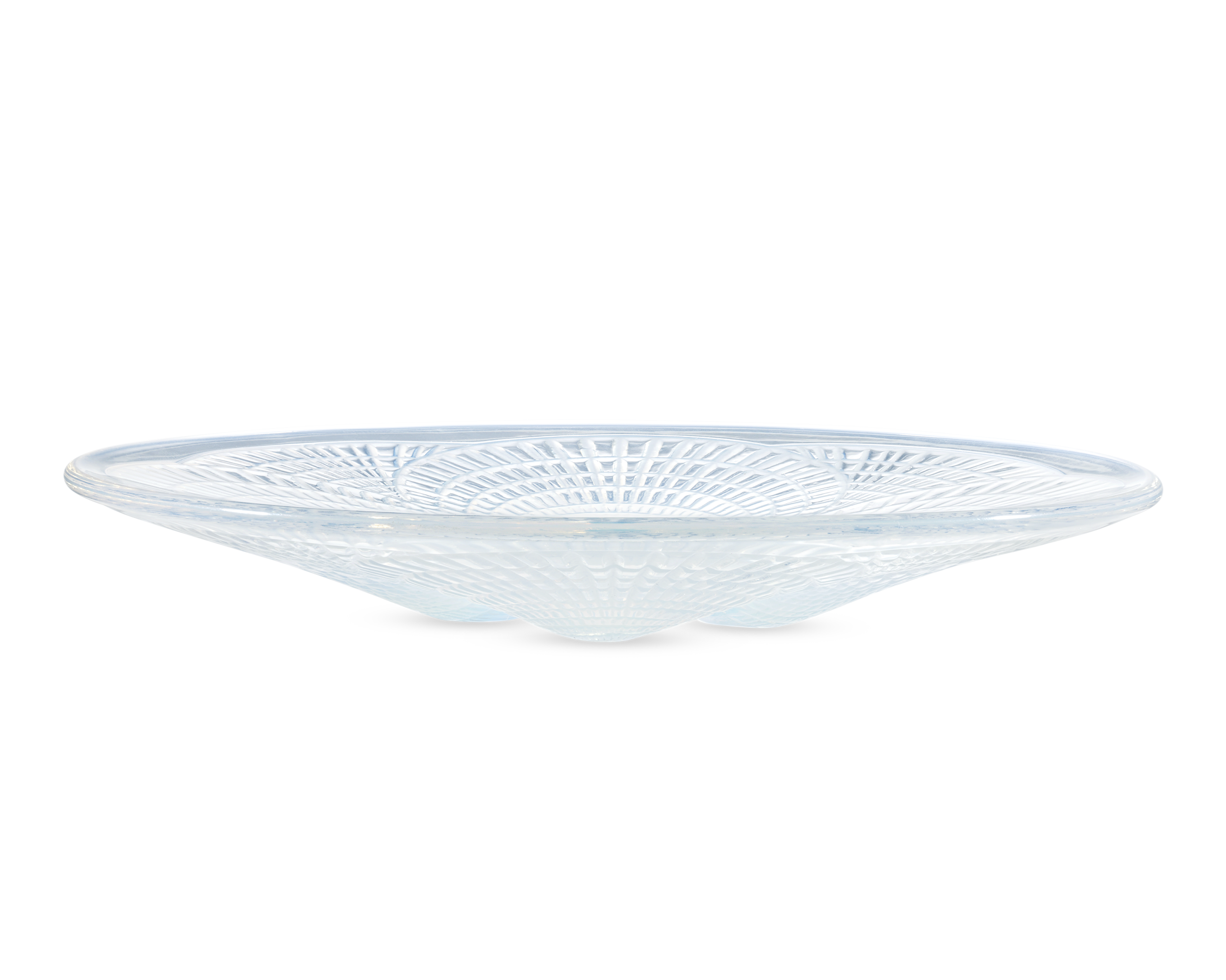 Small Glass Dish with Coquilles Opalescent Glass by René Lalique