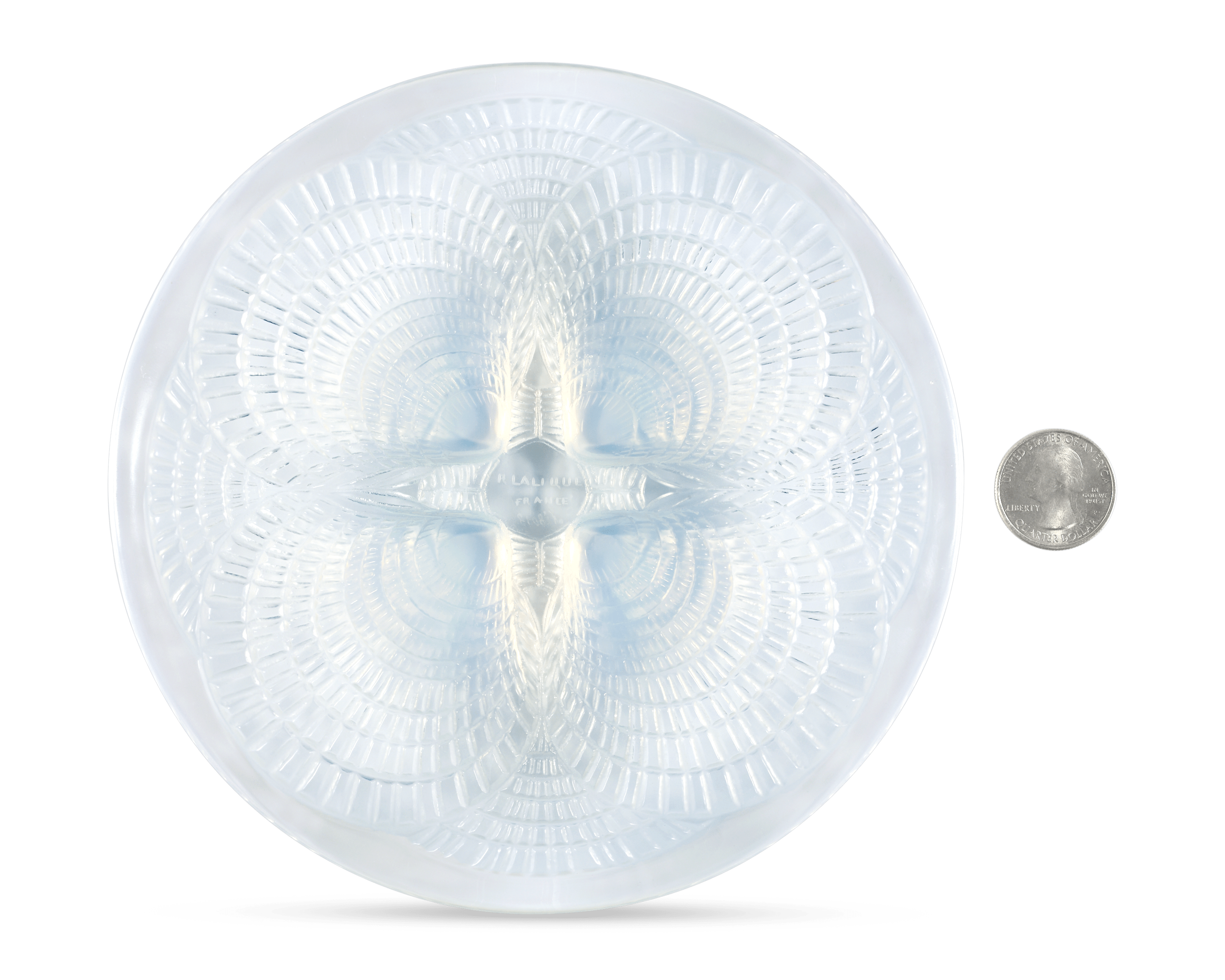 Small Glass Dish with Coquilles Opalescent Glass by René Lalique