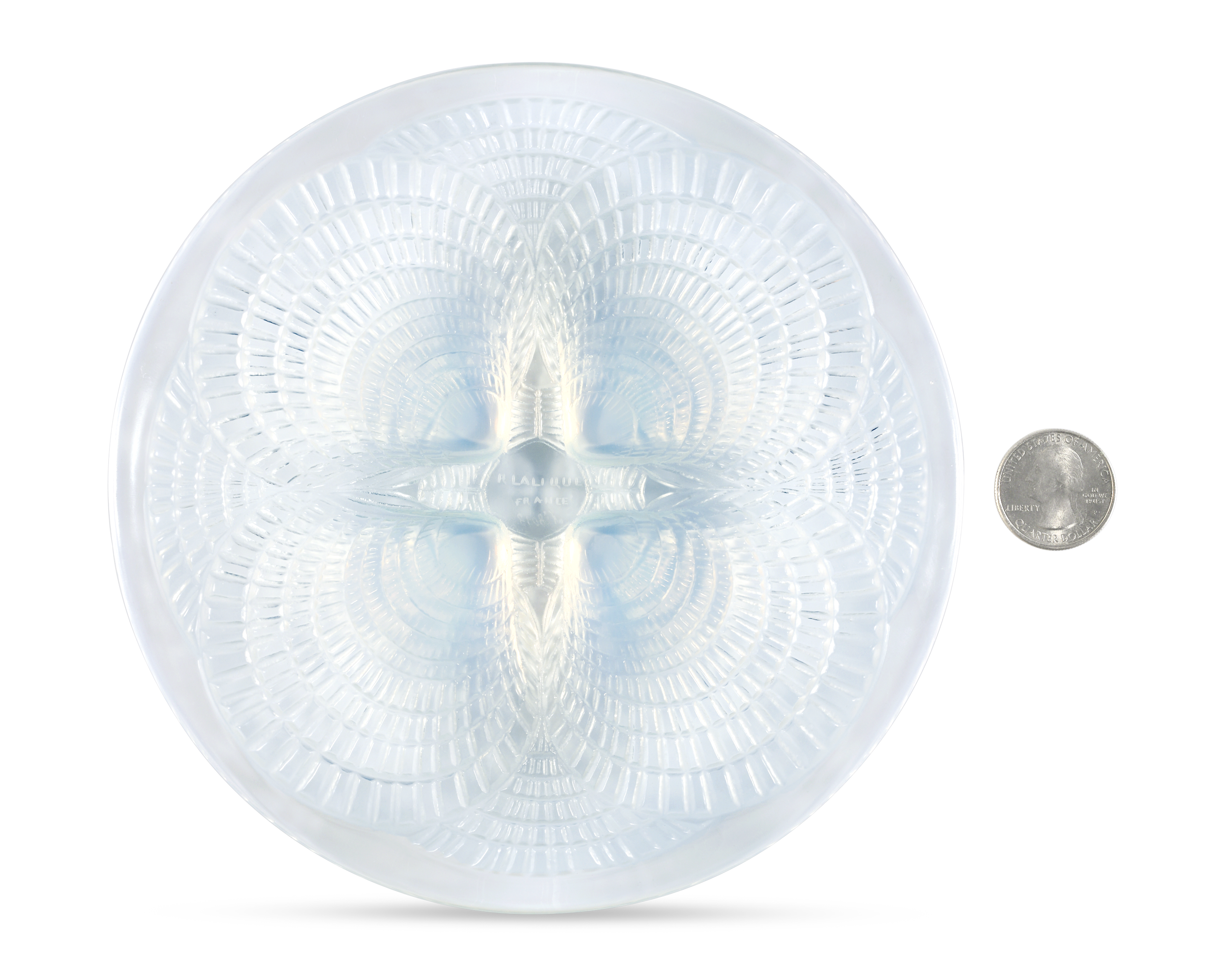 Small Glass Dish with Coquilles Opalescent Glass by René Lalique