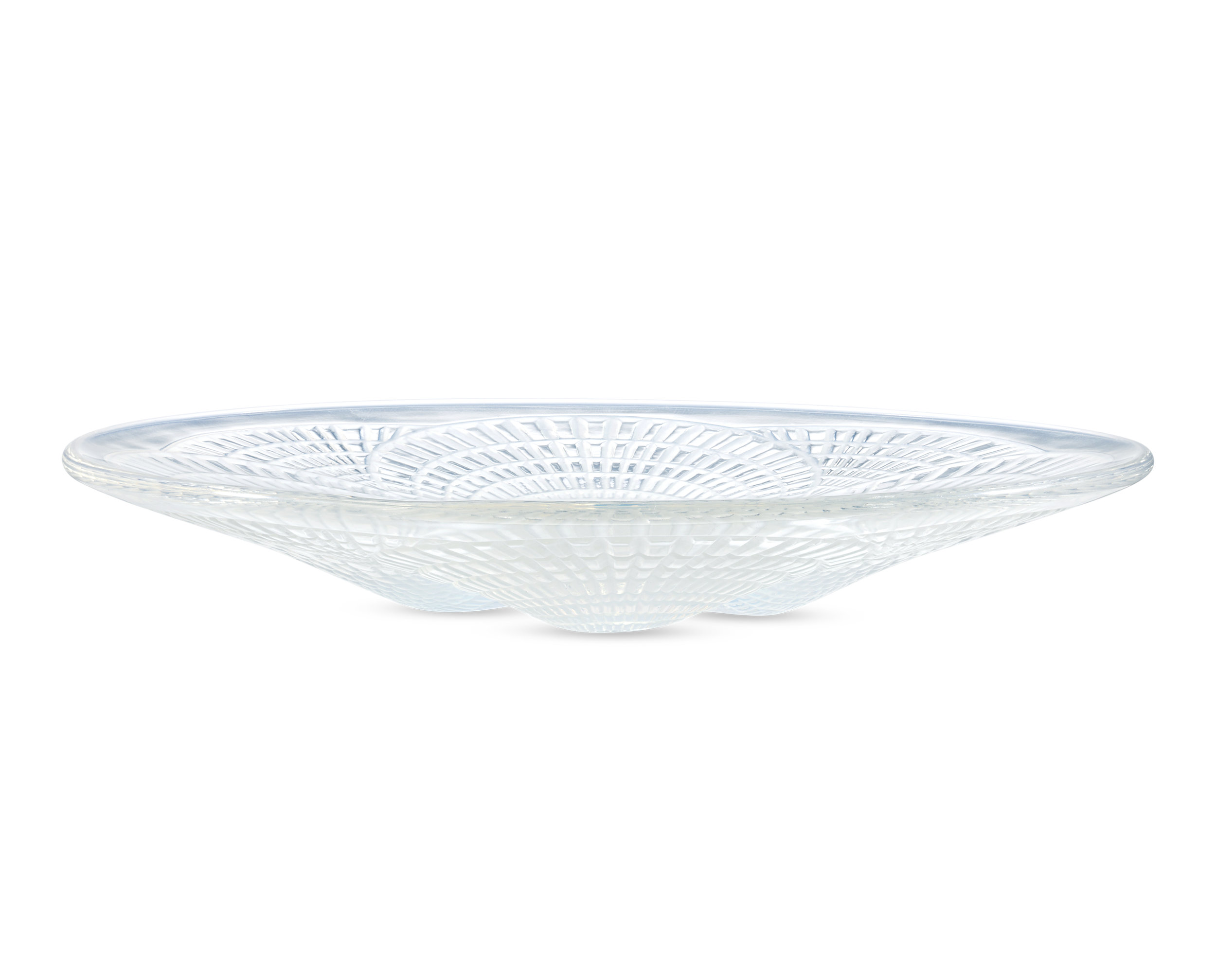 René Lalique Glass Dish with Small Coquilles Pattern