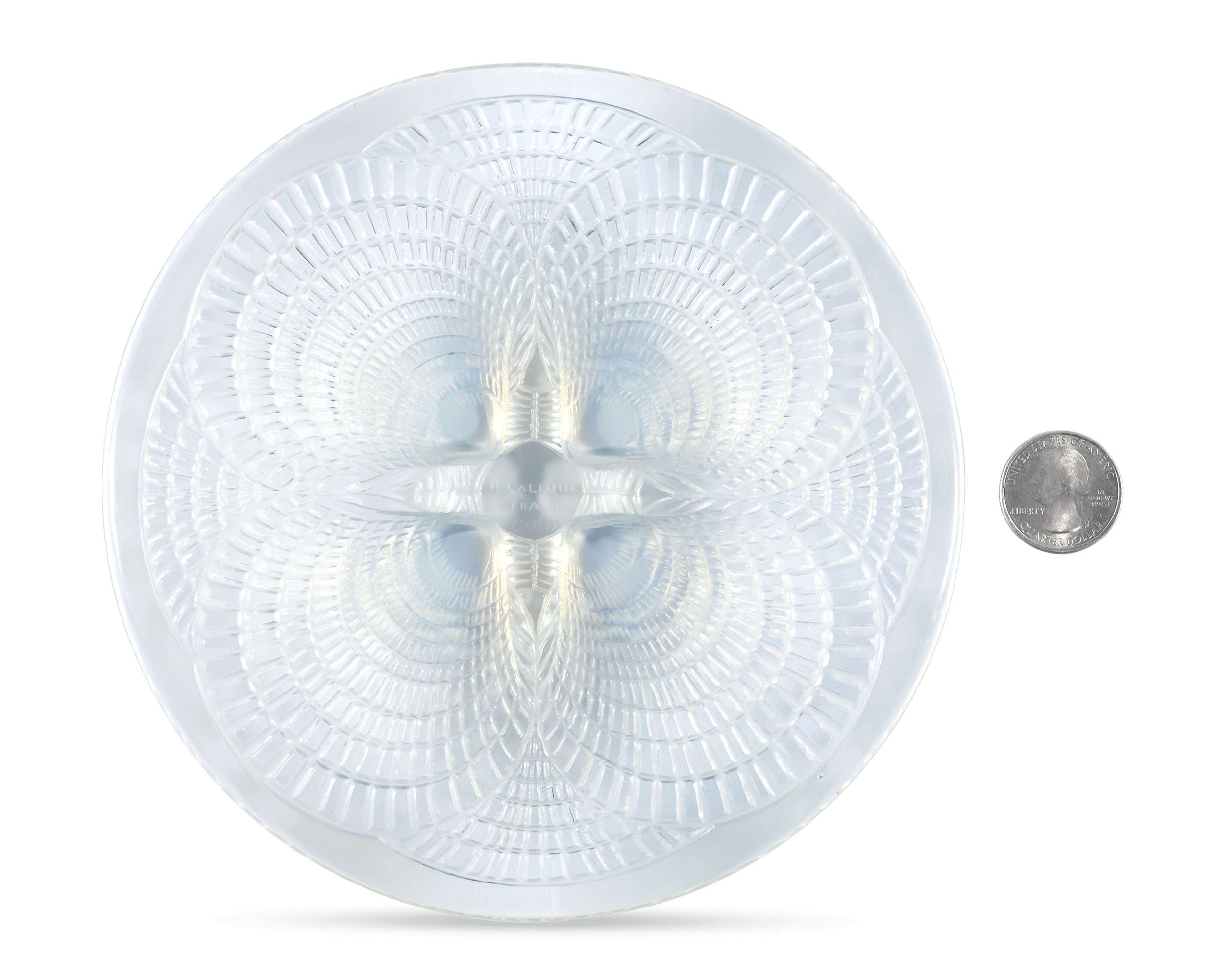 René Lalique Glass Dish with Small Coquilles Pattern