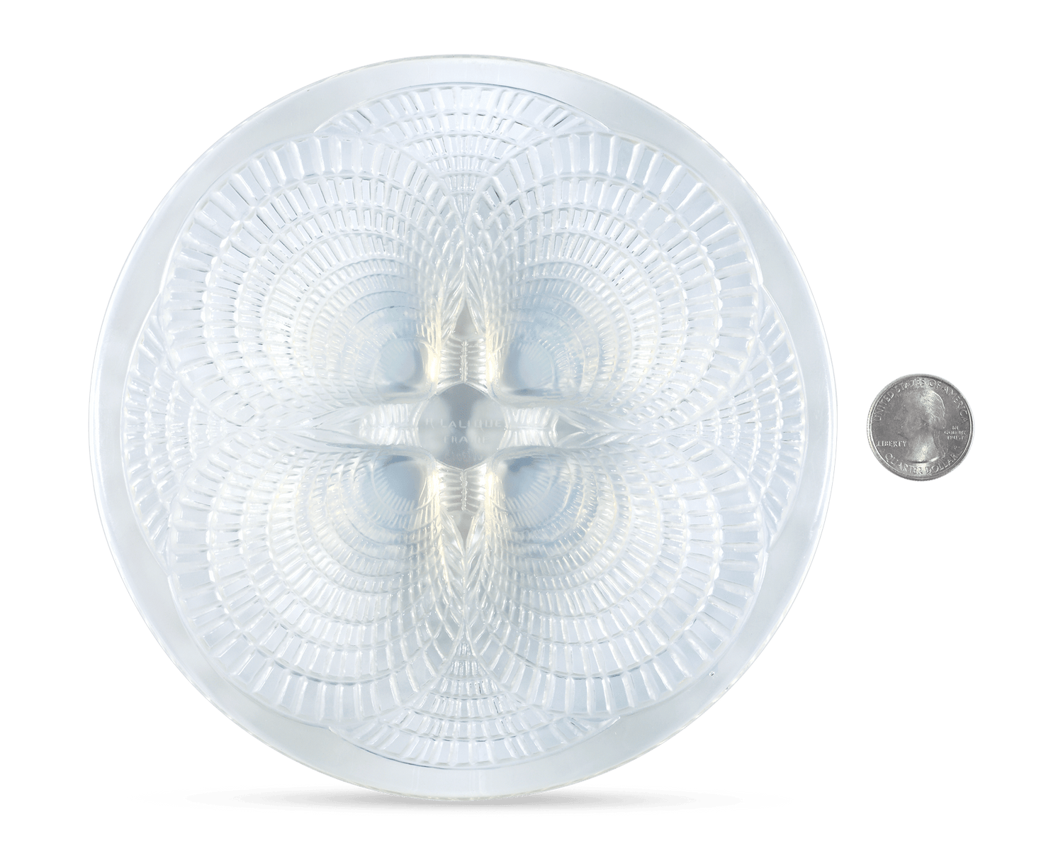 René Lalique Glass Dish with Small Coquilles Pattern