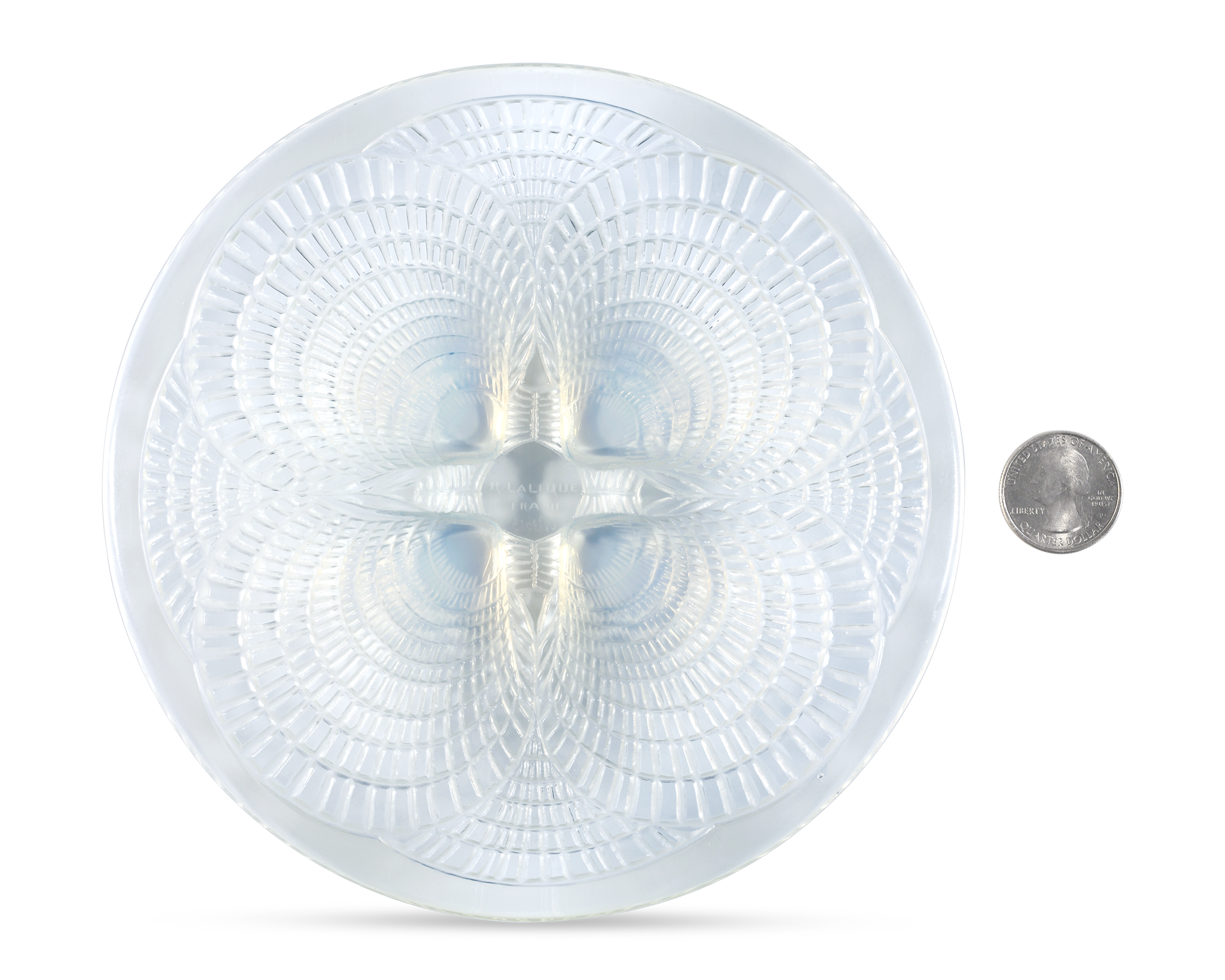 René Lalique Glass Dish with Small Coquilles Pattern