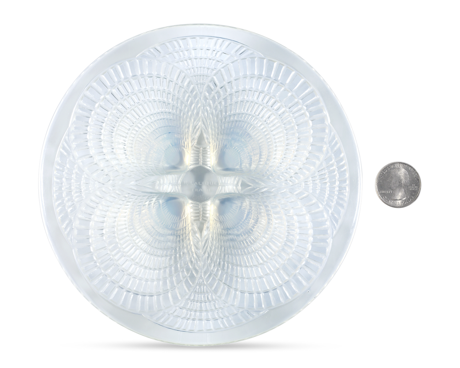 René Lalique Glass Dish with Small Coquilles Pattern