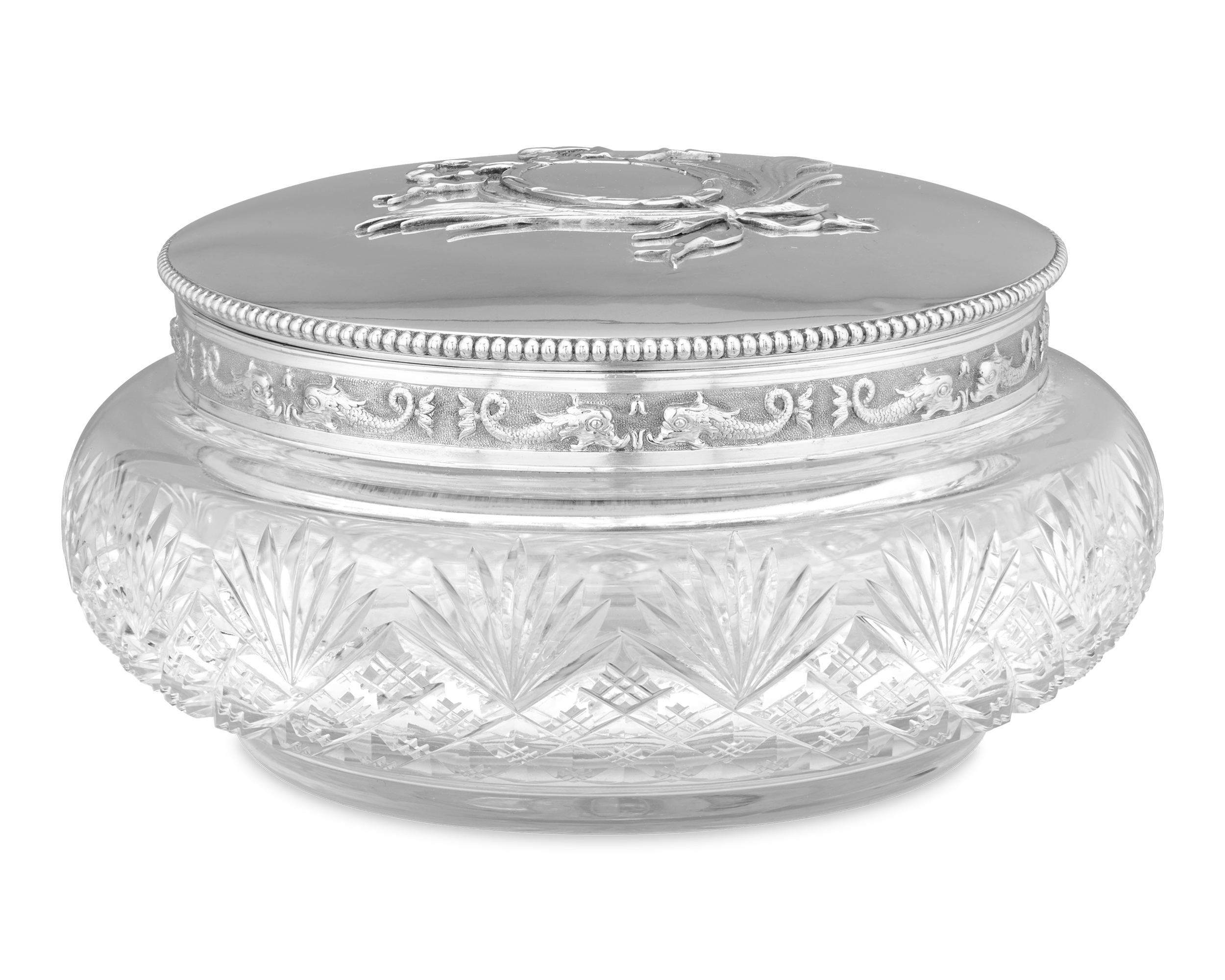 Fabergé Silver-Mounted Glass Covered Box