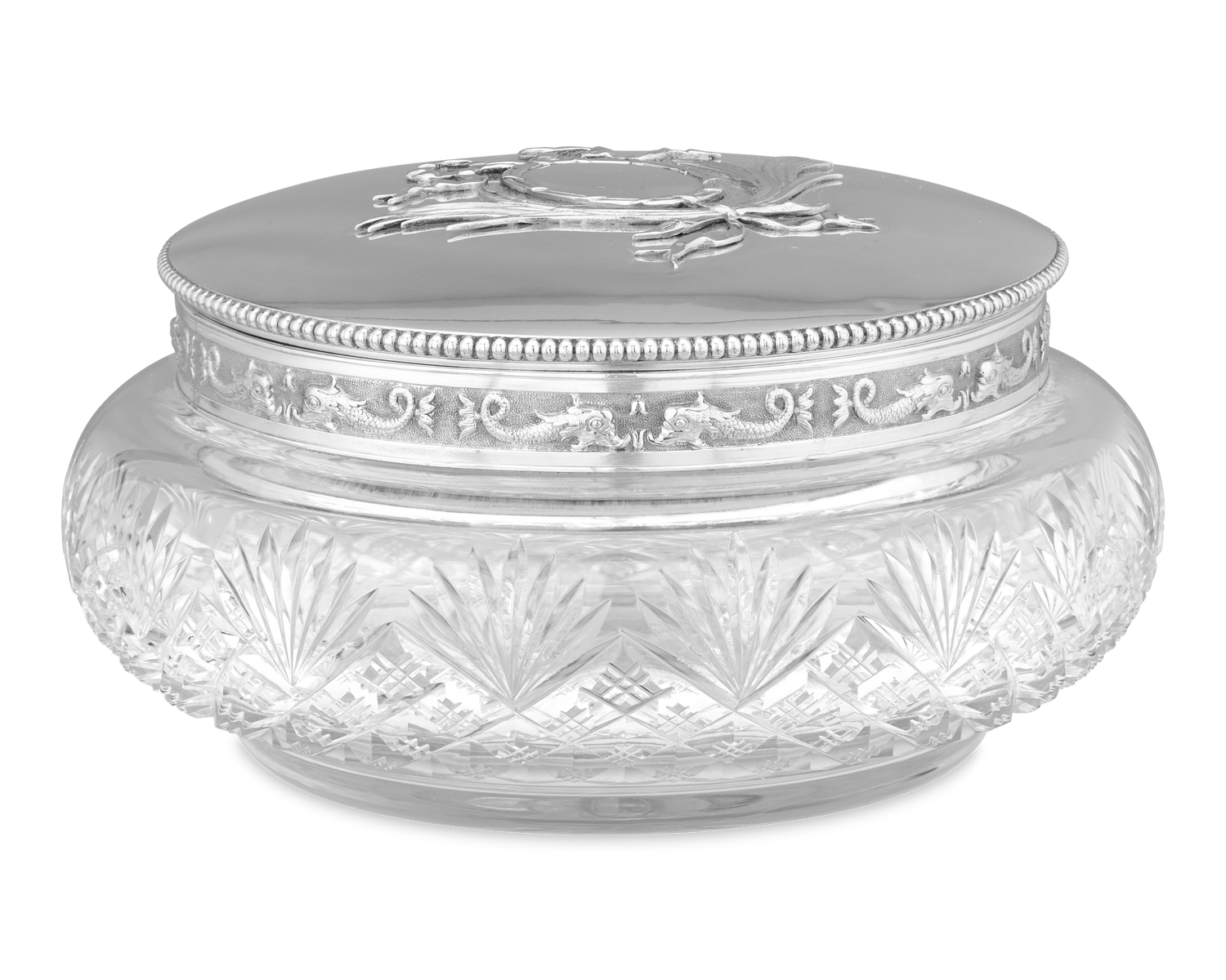 Fabergé Silver-Mounted Glass Covered Box