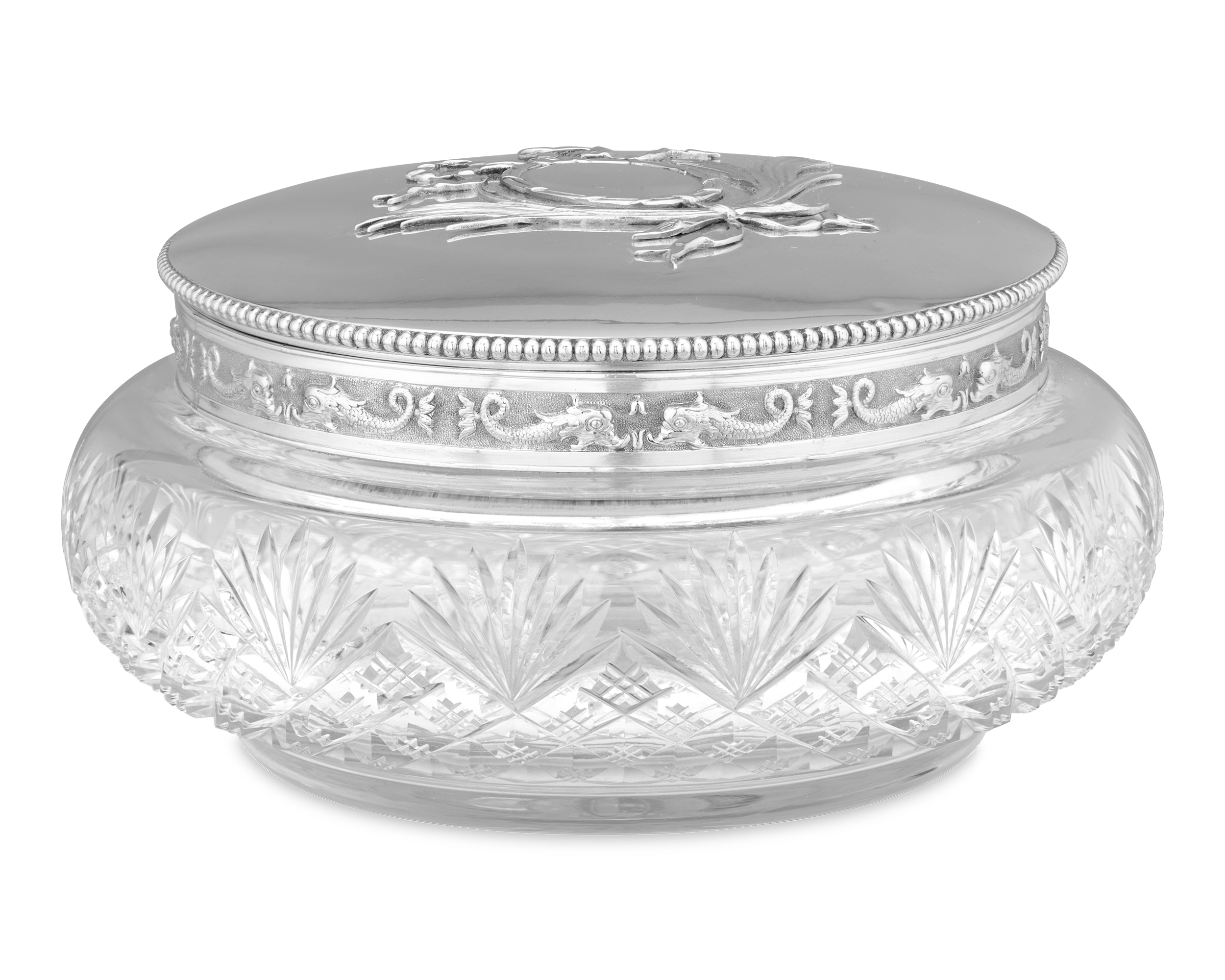 Fabergé Silver-Mounted Glass Covered Box