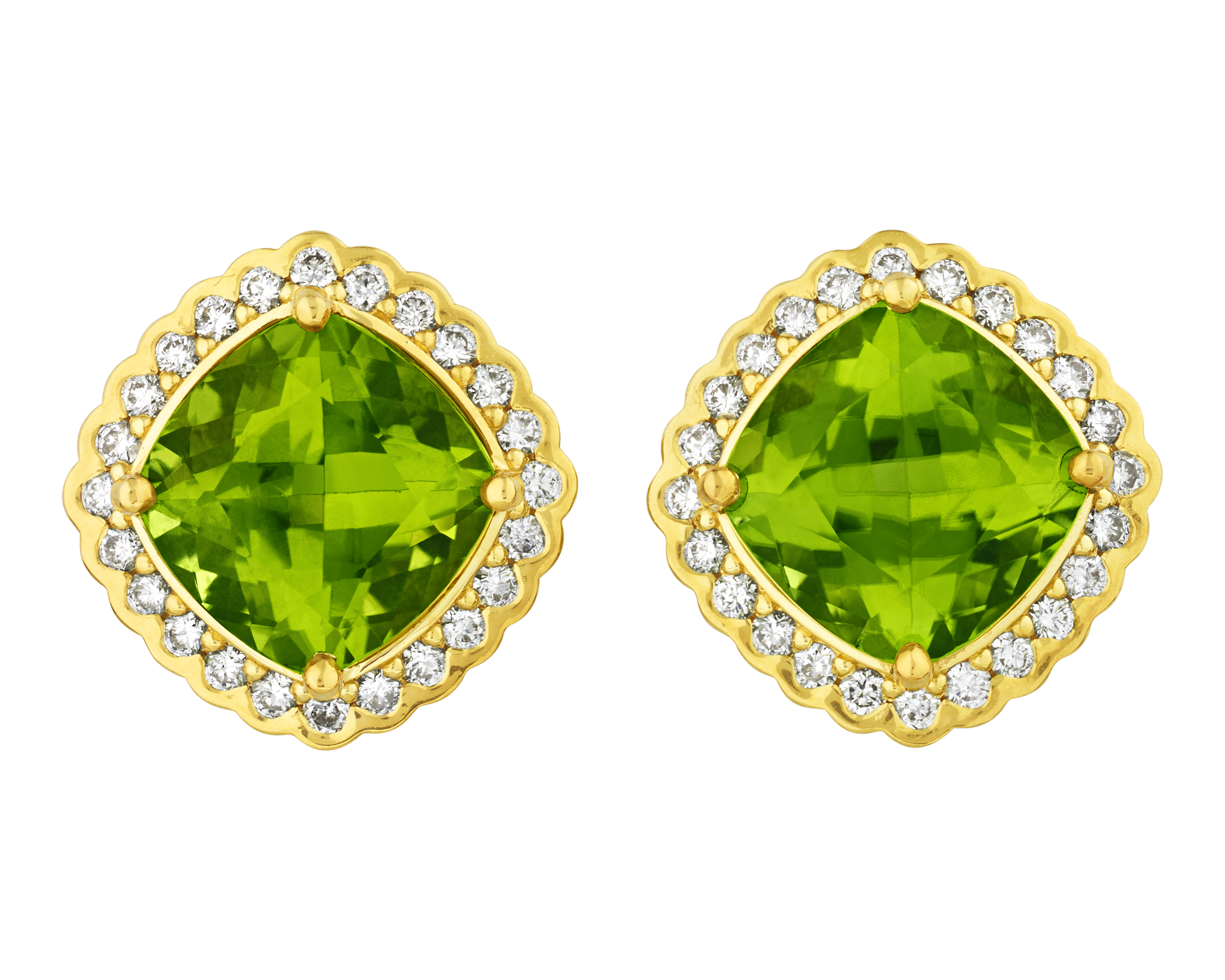 Burmese Peridot Earrings, 7.40 Carats