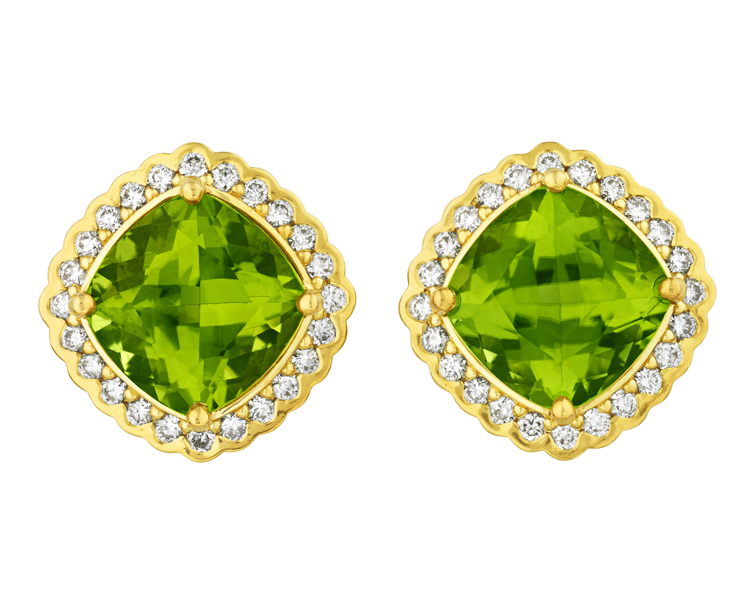 Burmese Peridot Earrings, 7.40 Carats