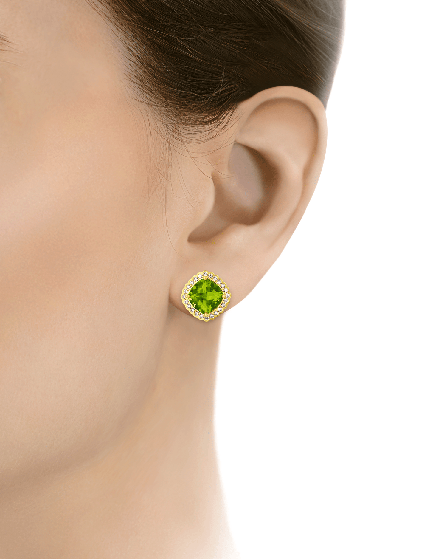 Burmese Peridot Earrings, 7.40 Carats