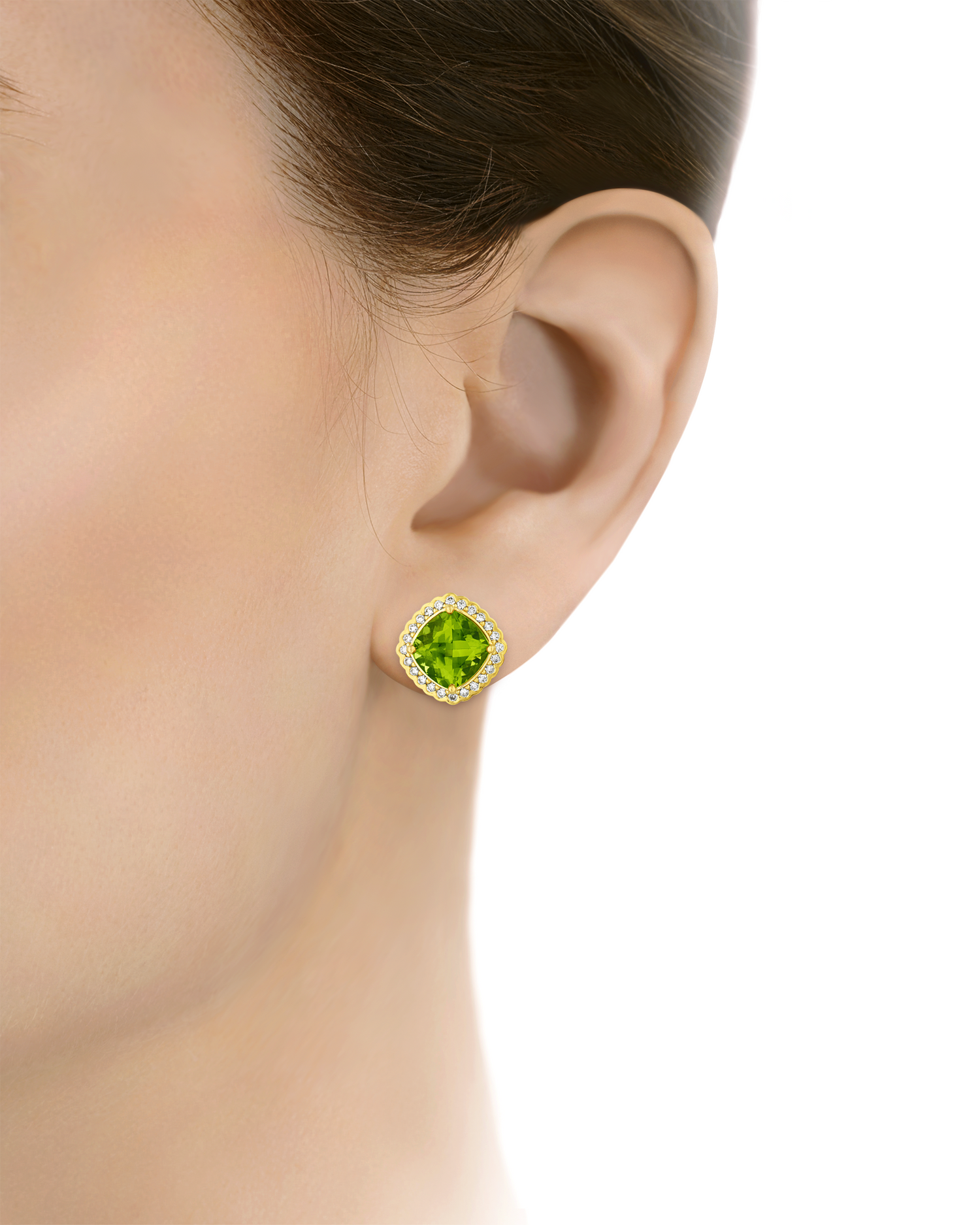 Burmese Peridot Earrings, 7.40 Carats