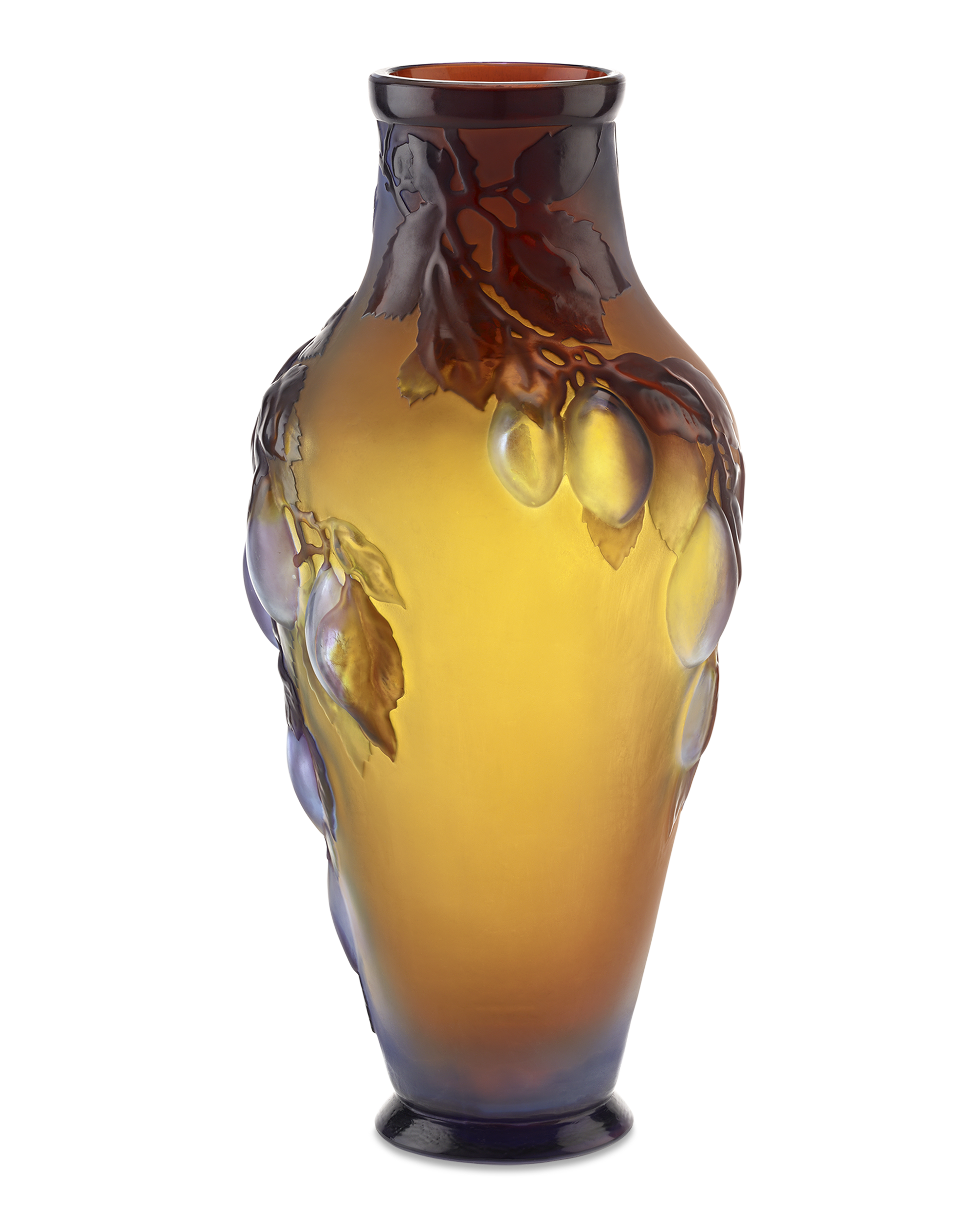 Gallé Mold-Blown Cameo Glass Plum Vase