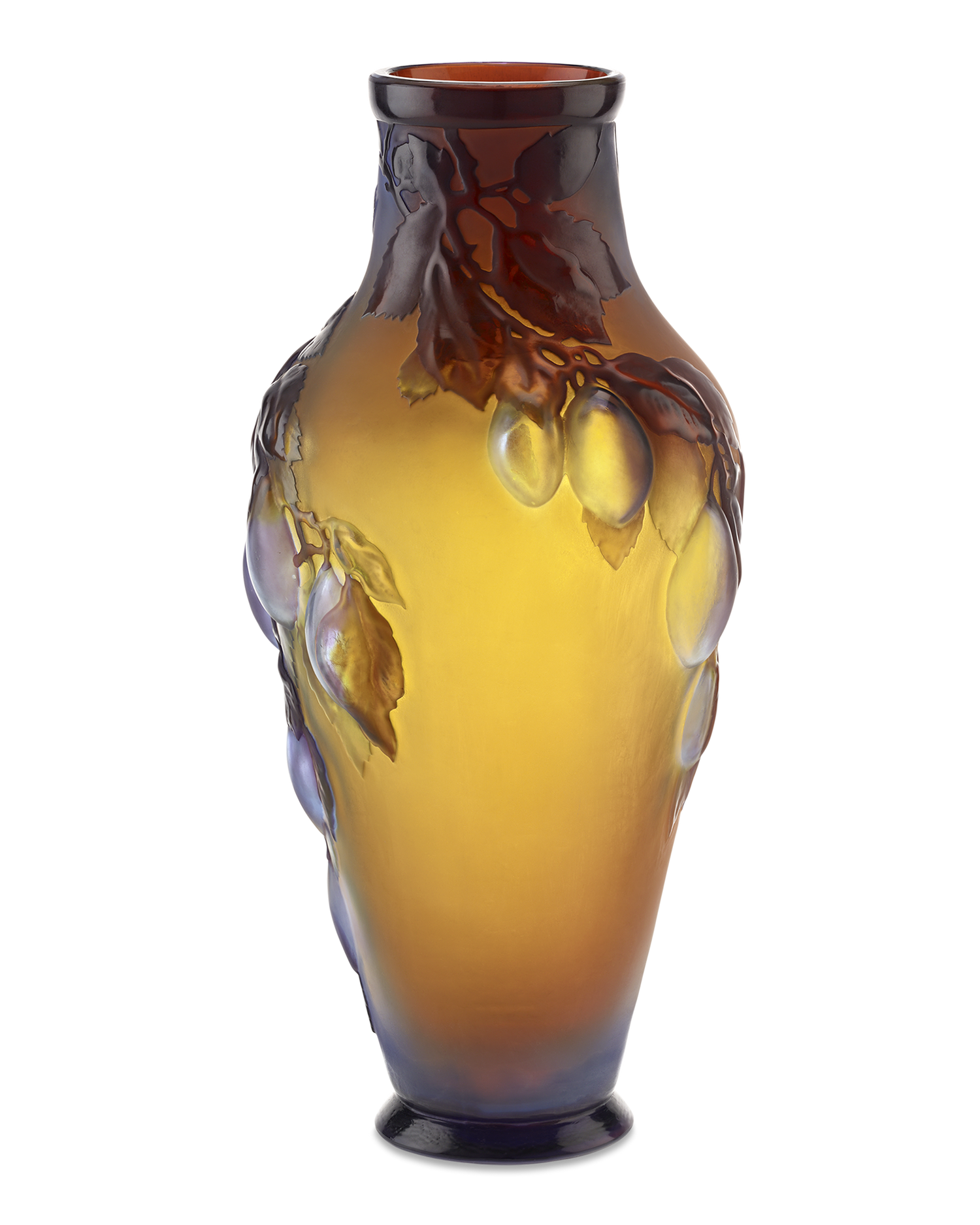 Gallé Mold-Blown Cameo Glass Plum Vase