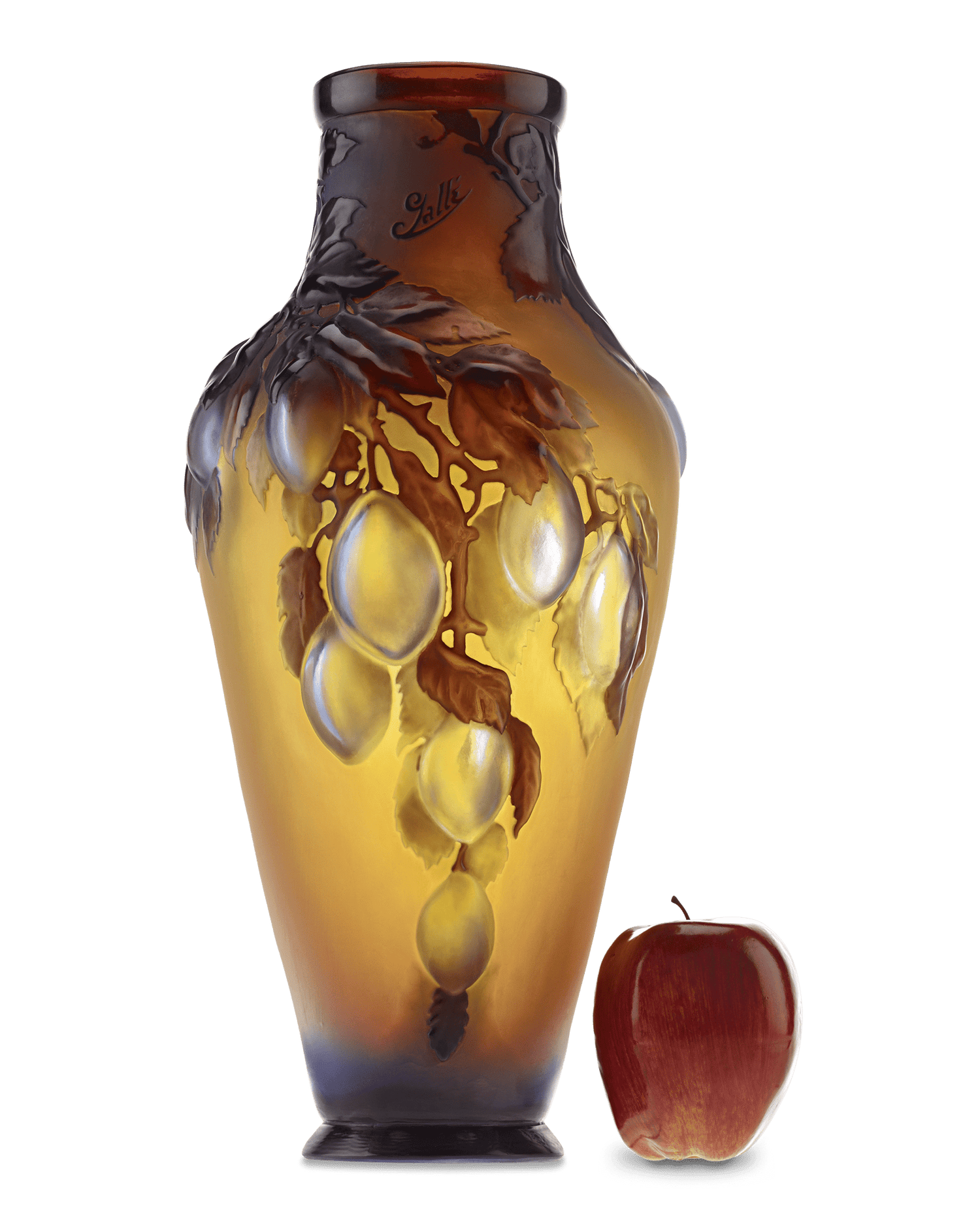 Gallé Mold-Blown Cameo Glass Plum Vase