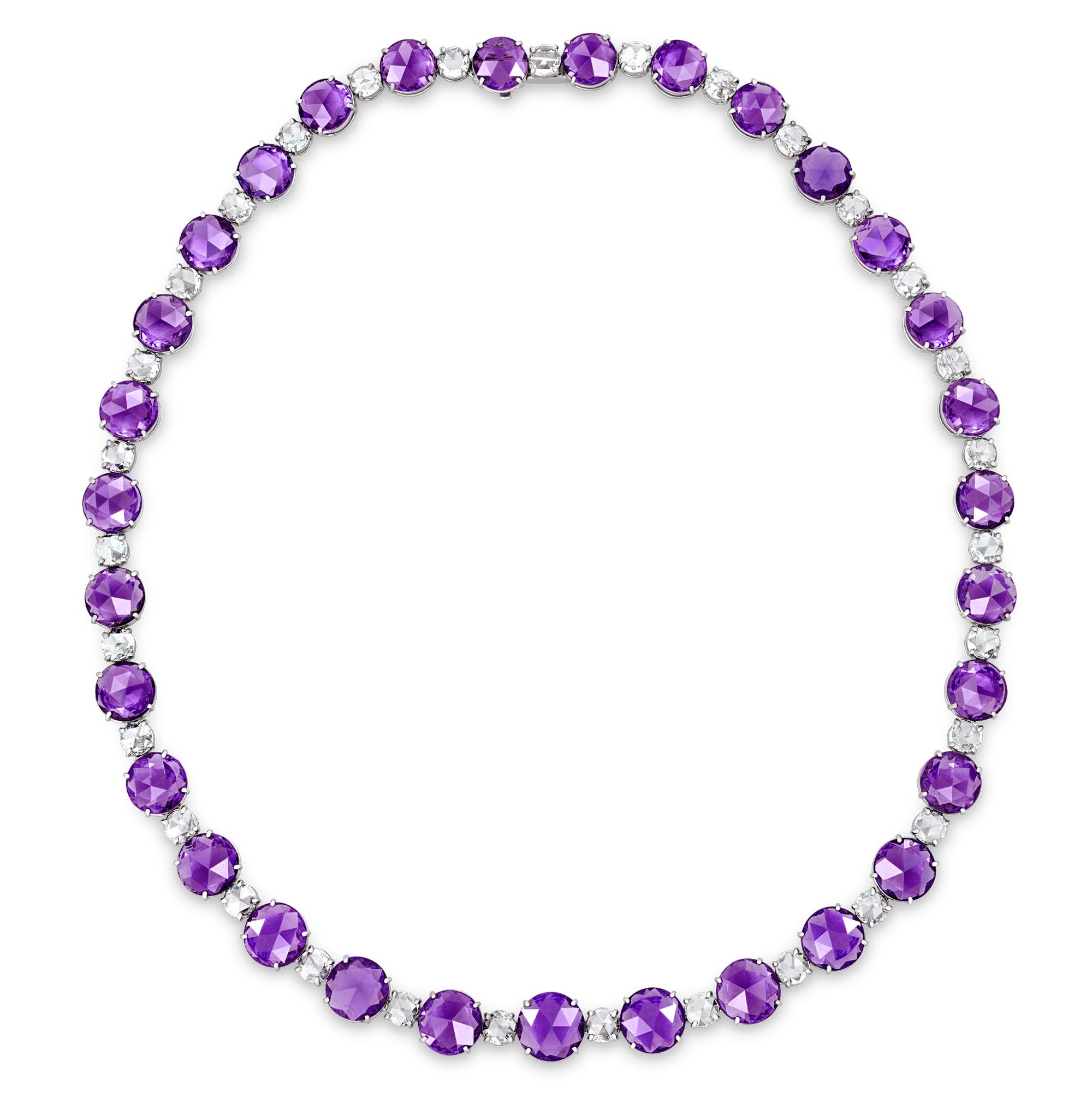 Untreated Lilac Sapphire and Diamond Necklace