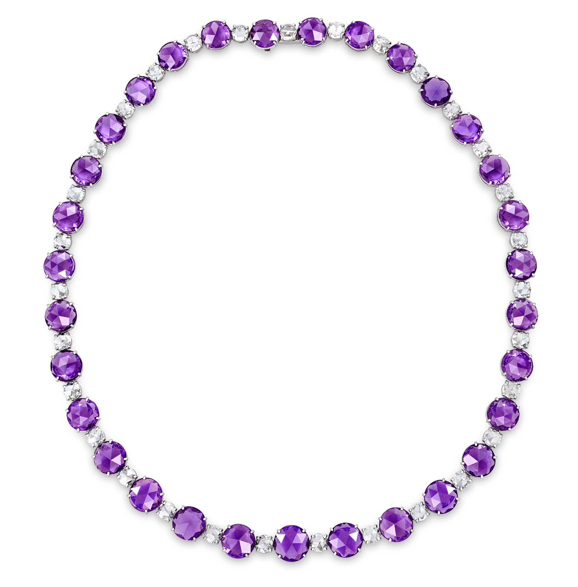 Untreated Lilac Sapphire and Diamond Necklace