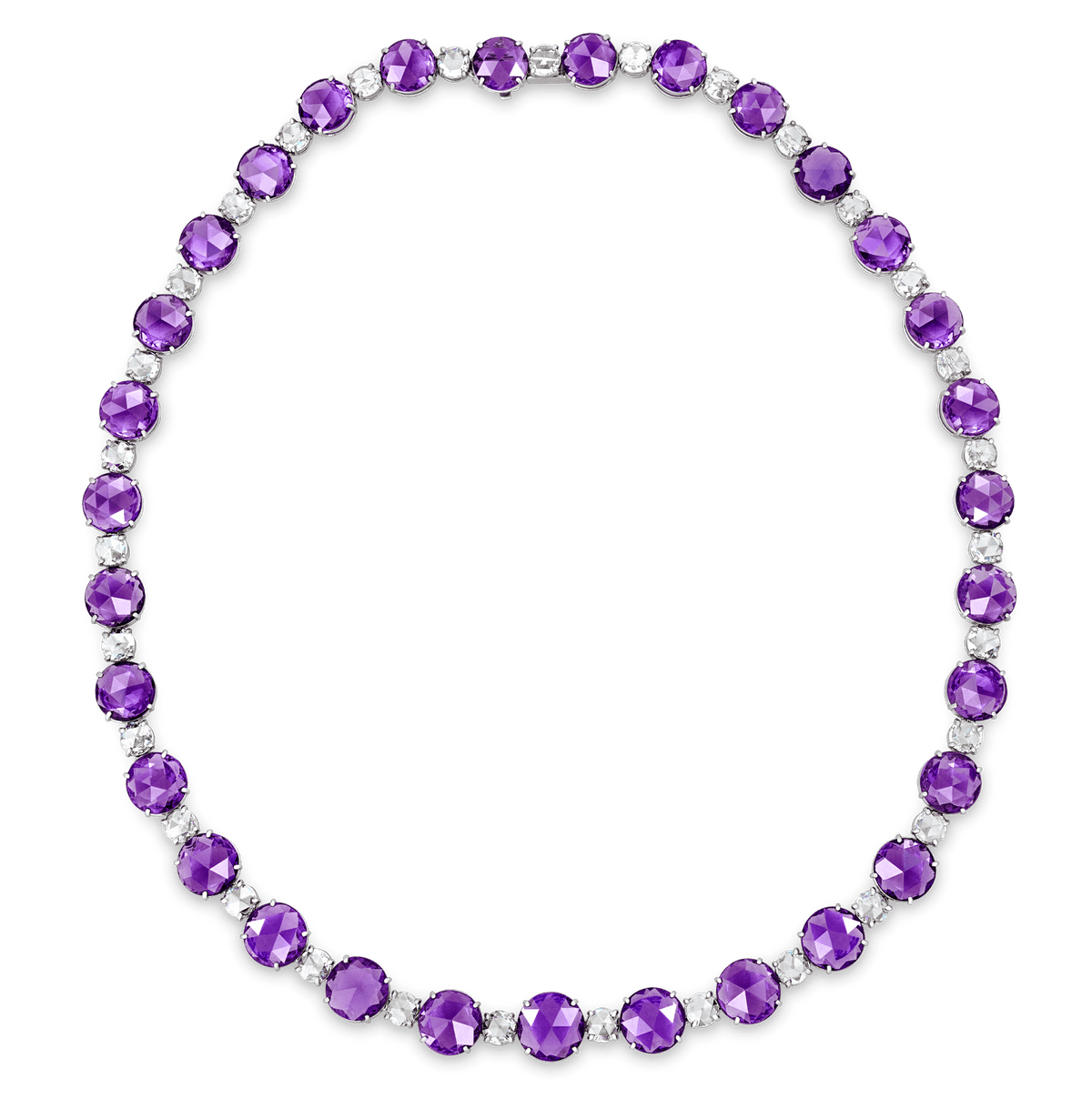 Untreated Purple Sapphire and Diamond Necklace