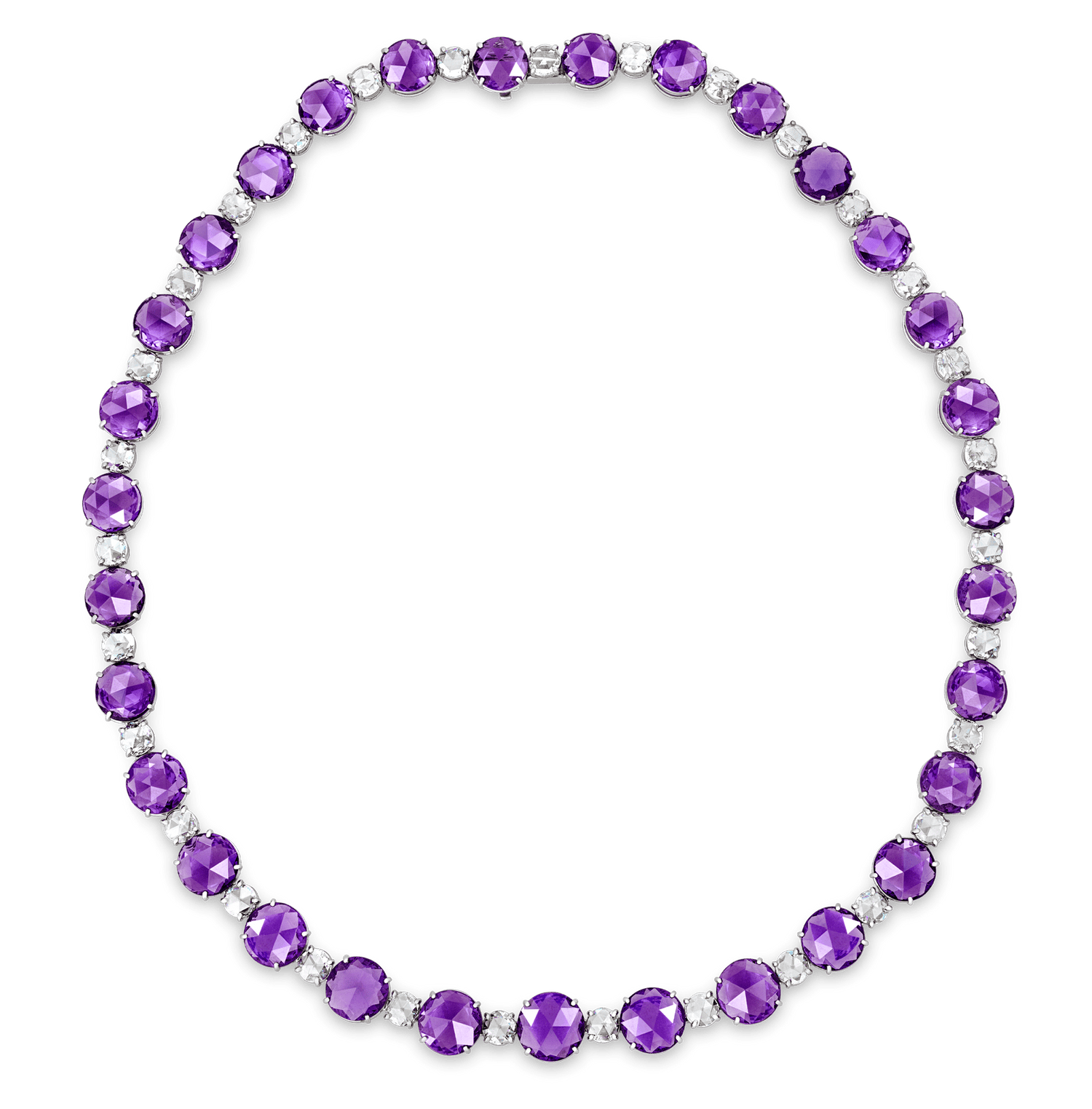 Untreated Purple Sapphire and Diamond Necklace