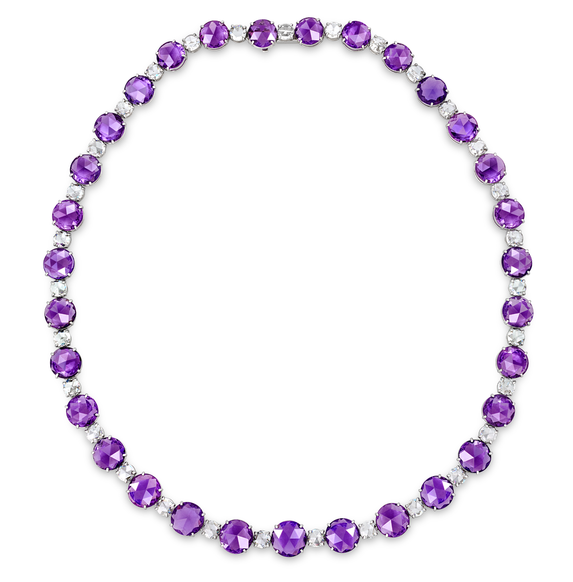 Untreated Lilac Sapphire and Diamond Necklace