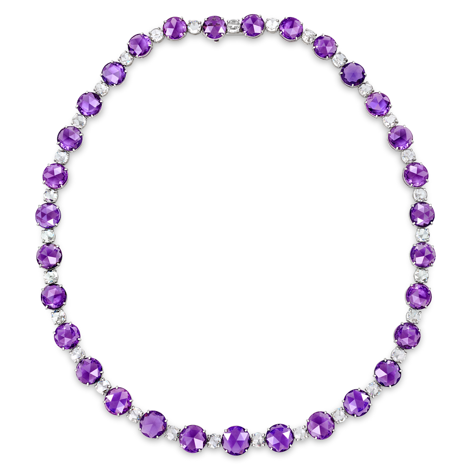 Untreated Lilac Sapphire and Diamond Necklace