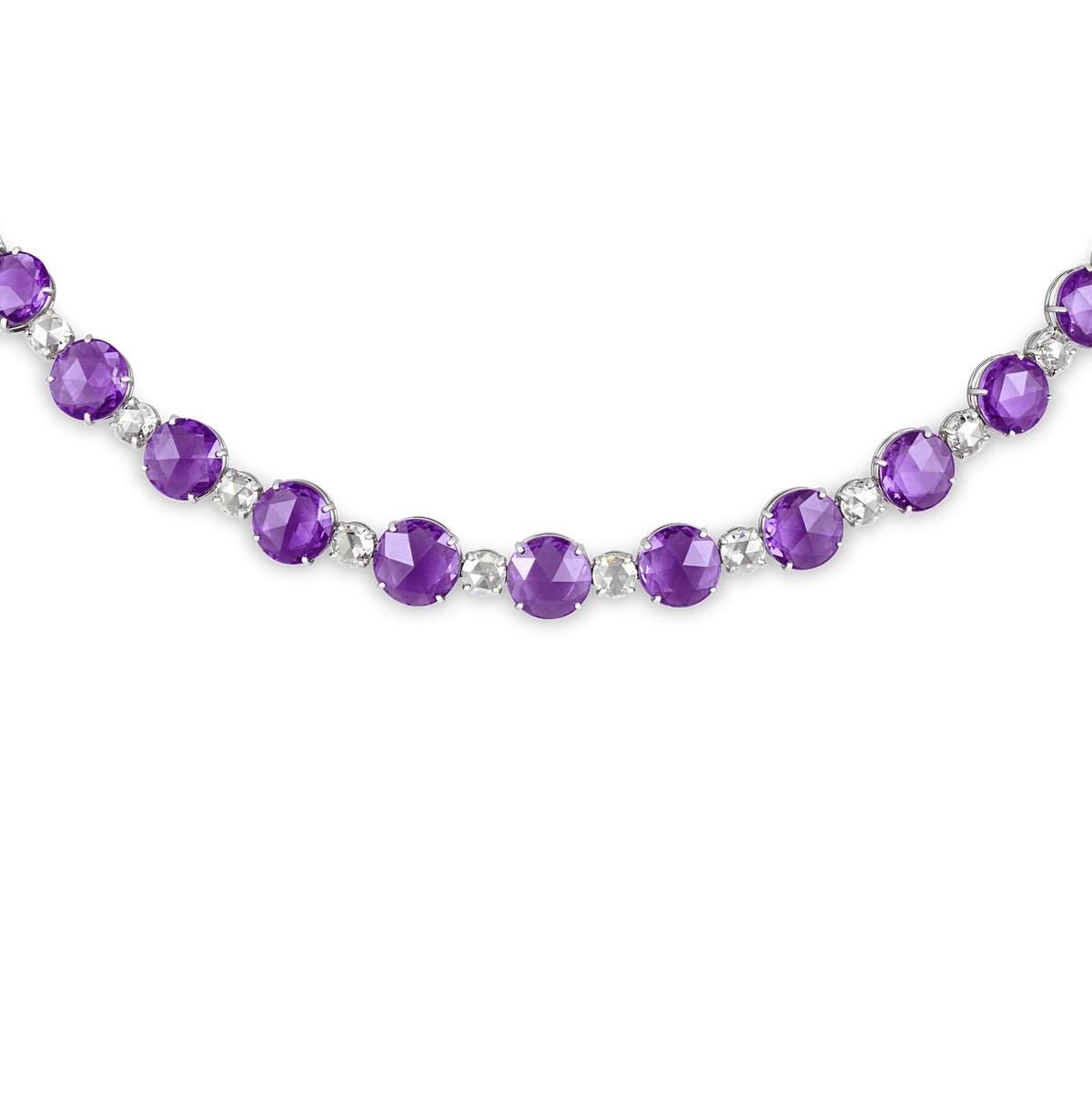 Untreated Purple Sapphire and Diamond Necklace