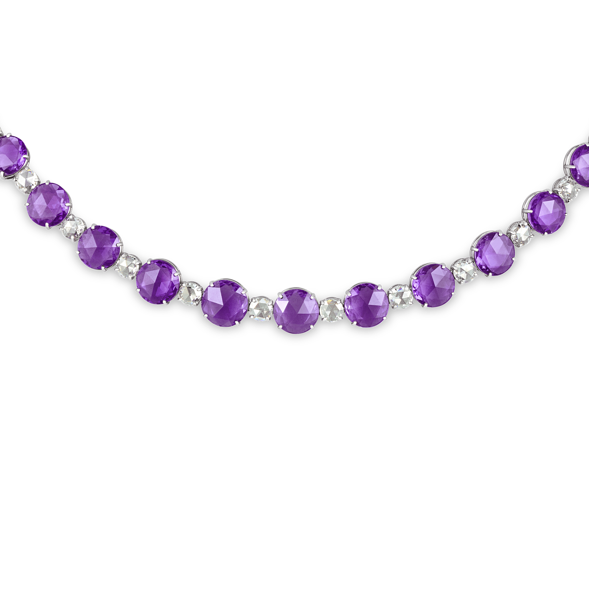 Untreated Purple Sapphire and Diamond Necklace